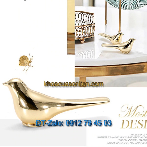 Báo giá nơi bán mẫu Tay nắm tủ decor 3 trong 1 hình chim họa mi mạ crome màu vàng giá rẻ tại Hà Nội