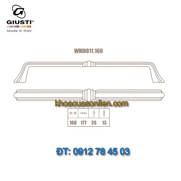 Nơi bán Mẫu tay nắm tủ hiện đại WMN811.160.00A8 160mm của Giusti nhập khẩu Italy giá rẻ tịa Hà Nội