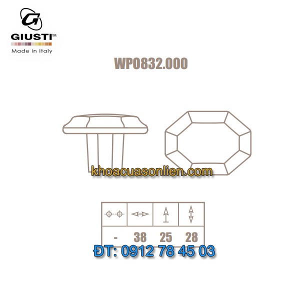 Nơi bán Núm tủ hiện đại WP0832.000 Giusti nhập khẩu Italy tại Hà Nội