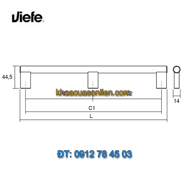báo giá mẫu Tay nắm tủ hiện đại inox 304 KOMBI 0064 của Viefe nhập khẩu Tây Ban Nha
