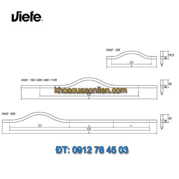 Giá bán mẫu Tay nắm tủ lượn sóng hiện đại BRAVE 0452 của Viefe nhập khẩu Tây Ban Nha giá rẻ tại Hà Nội