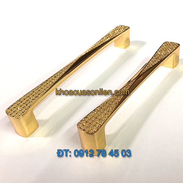 Báo giá mẫu Tay nắm tủ mạ màu vàng chất liệu hợp kim 6031 128mm và 158mm giá rẻ tại Hà Nội