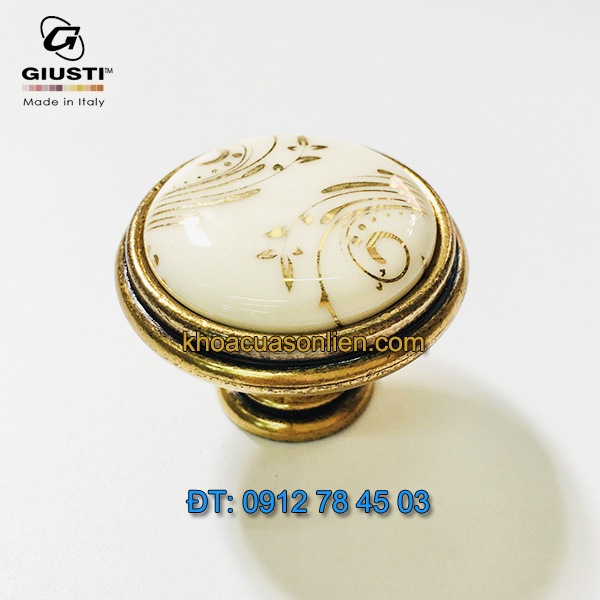 Báo giá Nơi bán Tay nắm tủ tân cổ điển P77.01.G7.A8G 35mm họa tiết ánh vàng của Giusti - Italy xịn tại Hà Nội