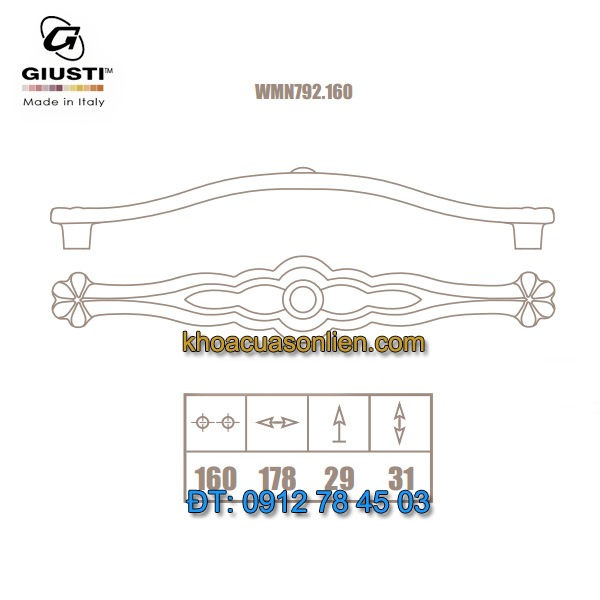 Nơi bán Tay nắm tủ cổ điển WMN792.160.00A8 160mm của Giusti - Italy xịn tại Hà Nội