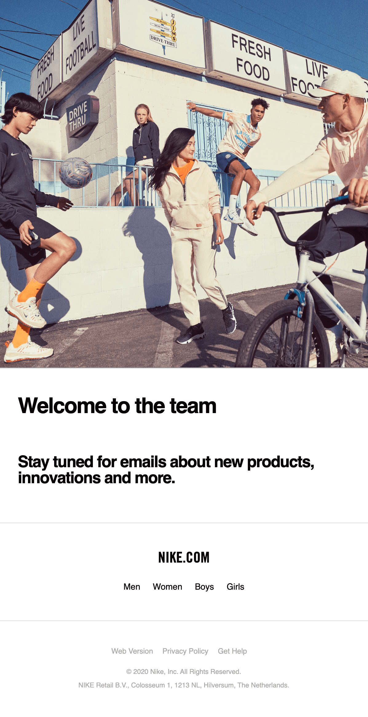 nike welcome email