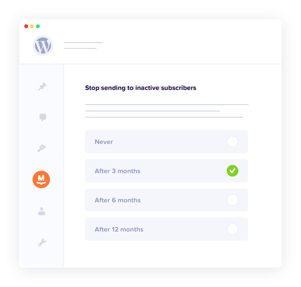 illustration of MailPoet's inactive subscriber settings