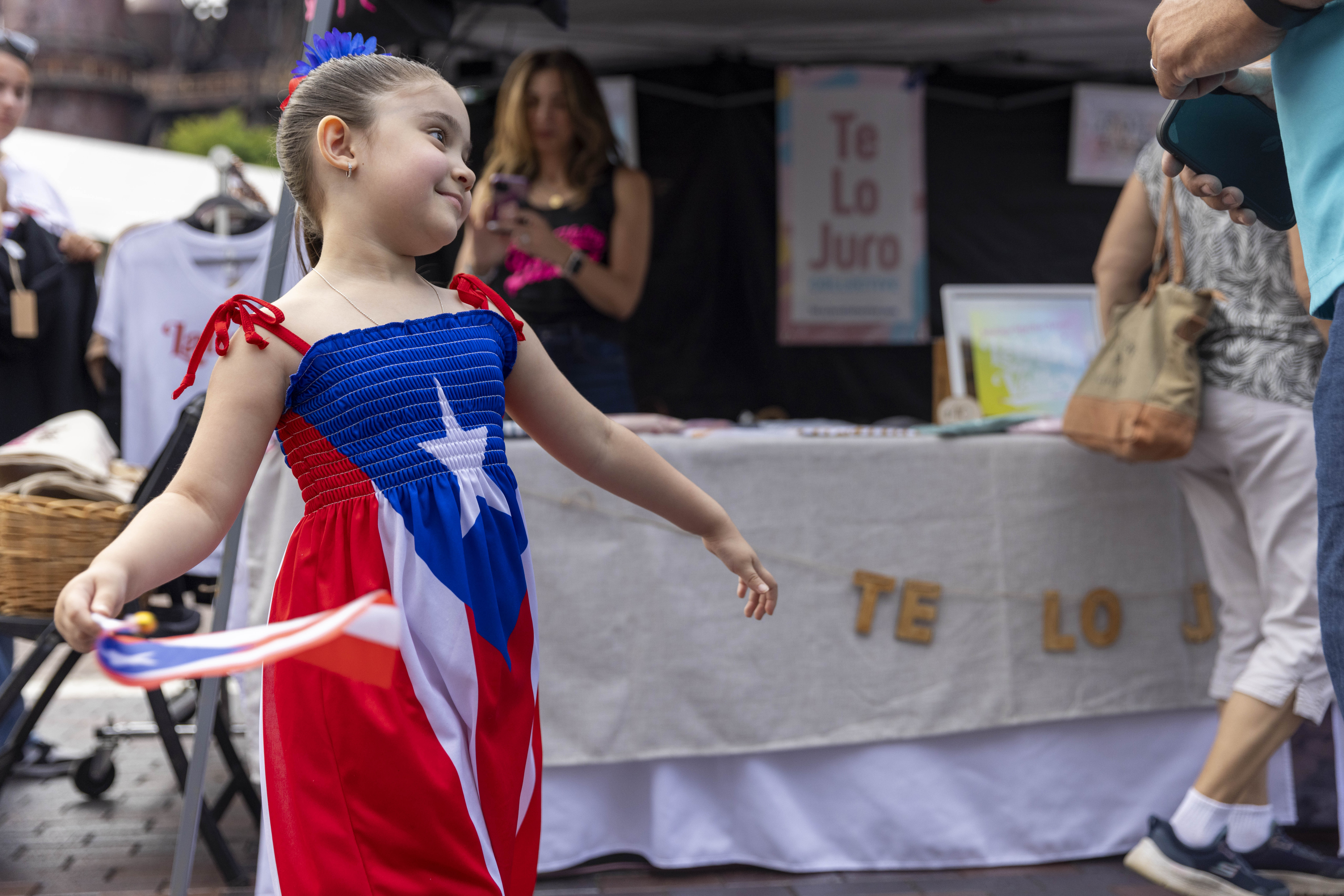 Lara Camil Luna Ortega dances Friday, June 28, 2024, during the 13th annual ¡Sabor! Latin Festival at SteelStacks in Bethlehem. The festival is a celebration of Latin heritage including music, food and family fun. (Emma Reed/The Morning Call)