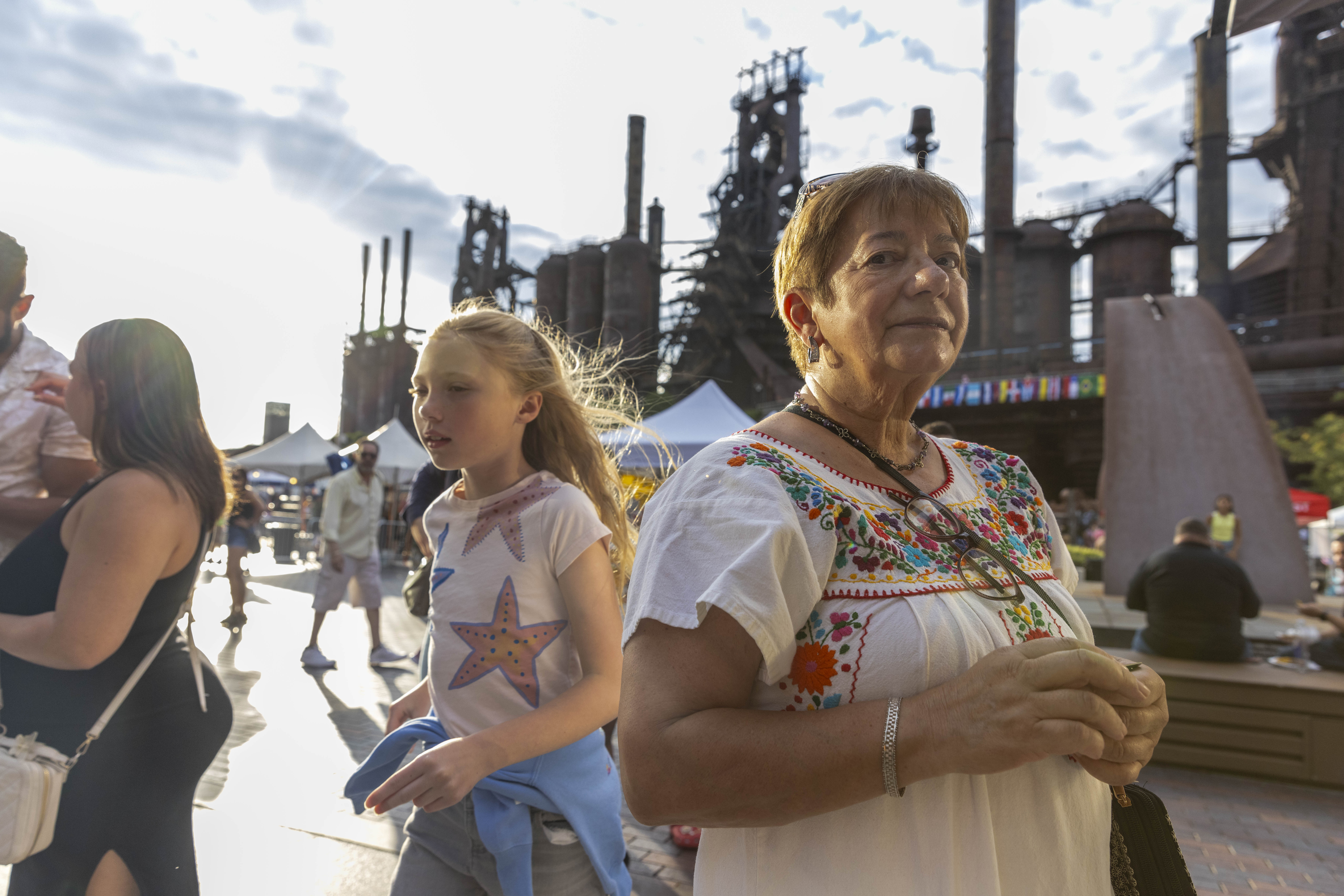 Lilia Thomas waits in line Friday, June 28, 2024, during the 13th annual ¡Sabor! Latin Festival at SteelStacks in Bethlehem. The festival is a celebration of Latin heritage including music, food and family fun. (Emma Reed/The Morning Call)