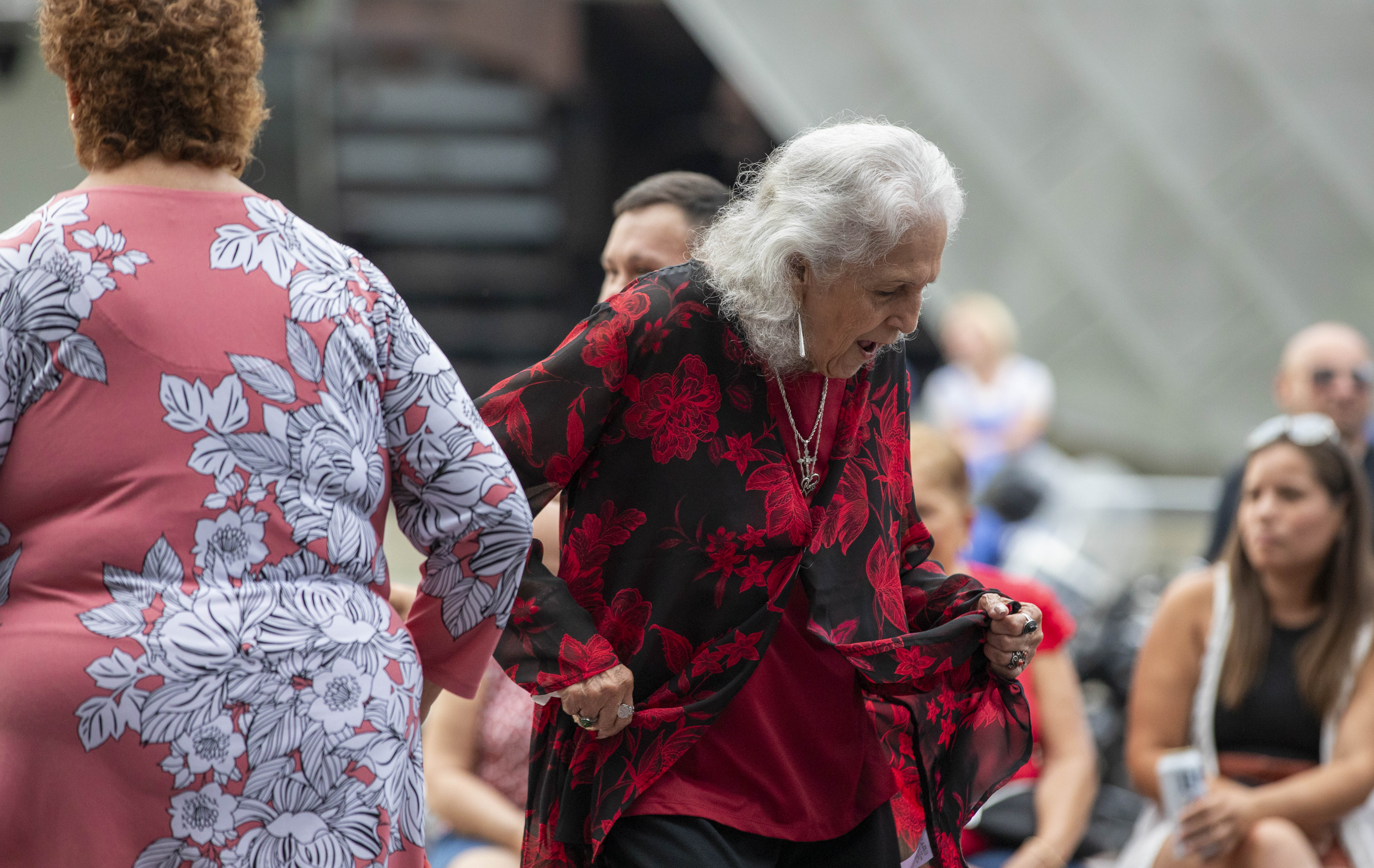 Sonia Medina dances Friday, June 28, 2024, during the 13th annual ¡Sabor! Latin Festival at SteelStacks in Bethlehem. The festival is a celebration of Latin heritage including music, food and family fun. (Emma Reed/The Morning Call)