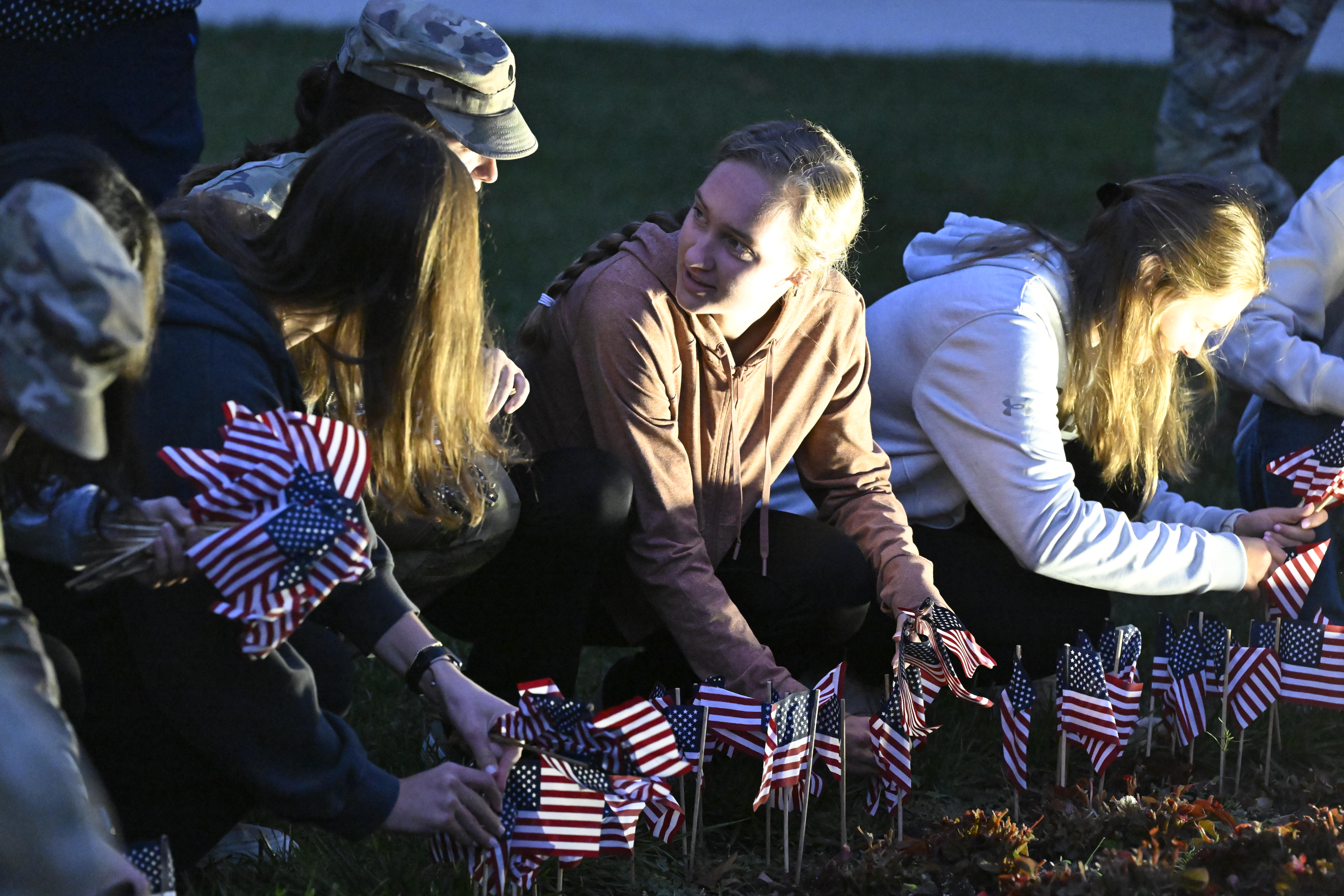 Lehigh University and the Steel Battalion Army ROTC Program holds its annual 9/11 memorial event Wednesday, Sept. 11, 2024, to mark the 23rd anniversary of the terror attacks. The ceremony included a flag raising, moment of silence and the planting of the 2,977 American flags to honor the lives lost. (Monica Cabrera/The Morning Call)