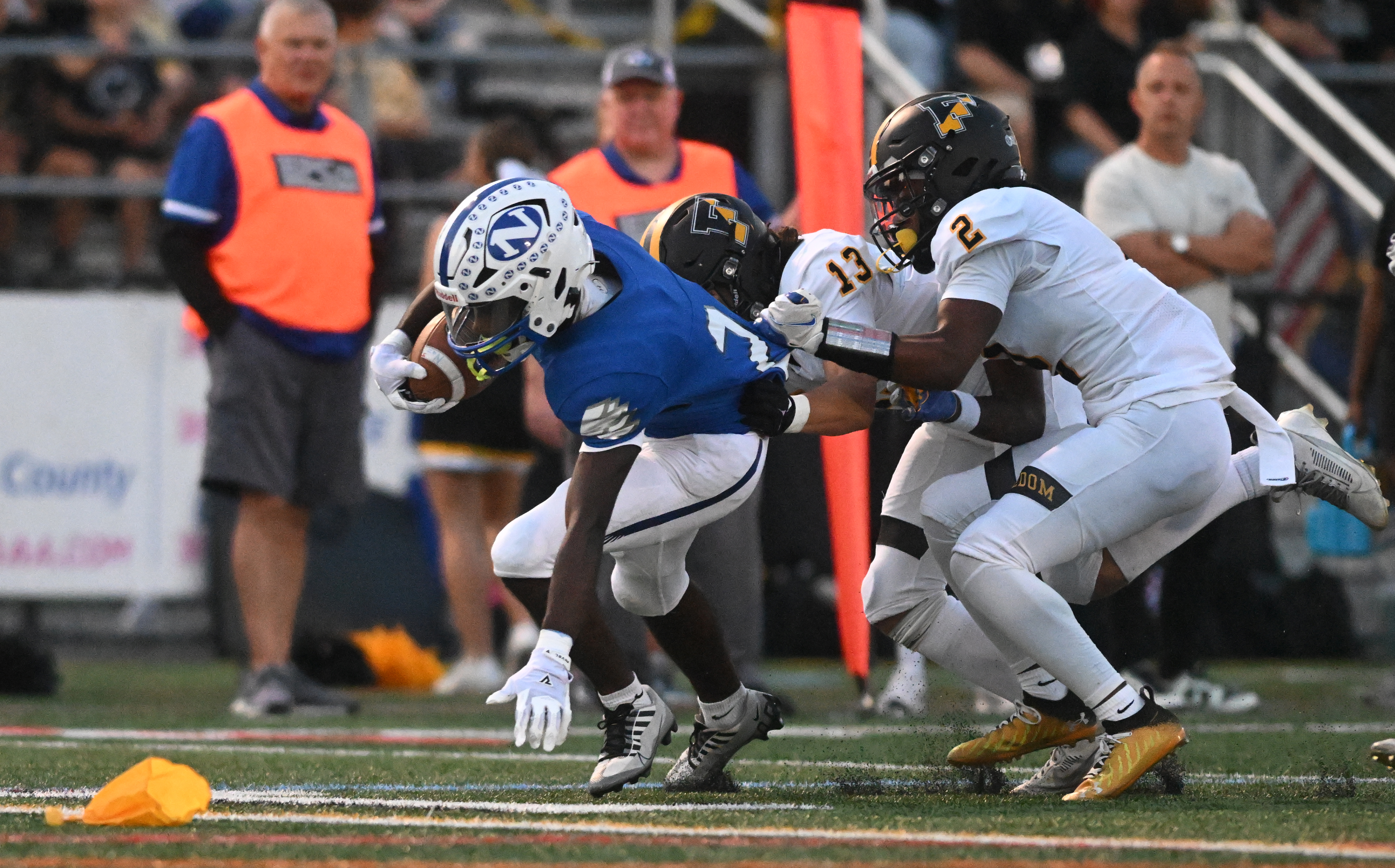 Nazareth's Caleb Newsome runs the ball down the field against Freedom Friday, Sept. 13, 2024, at Nazareth High School.(Amy Shortell/The Morning Call)