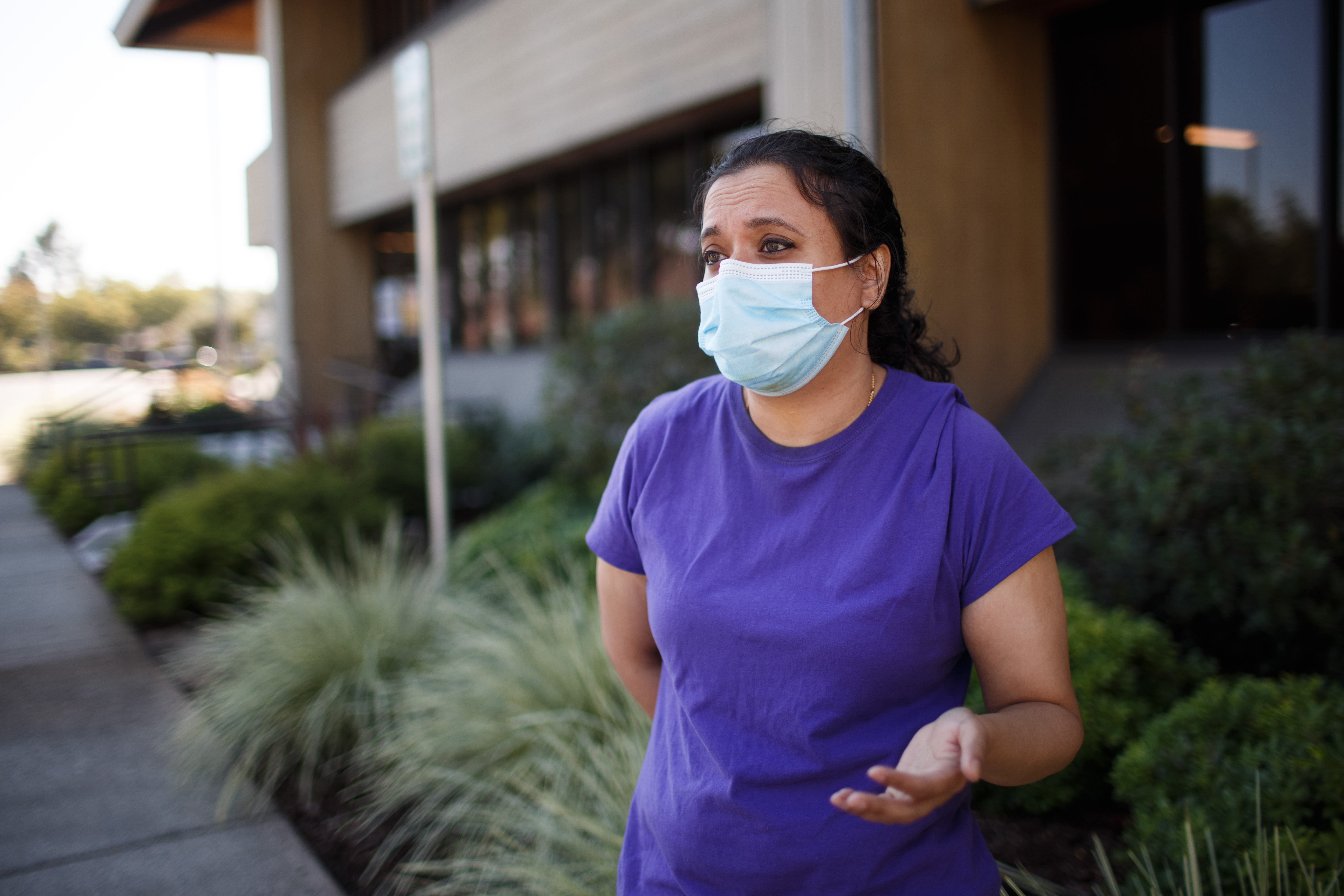 Sapna Rao, a parent whose daughter is attending one of the Cupertino Unified School District's schools, talks Sept. 7, 2021, in front of the district's office in Sunnyvale, Calif. (Photo: Dai Sugano/Bay Area News Group)