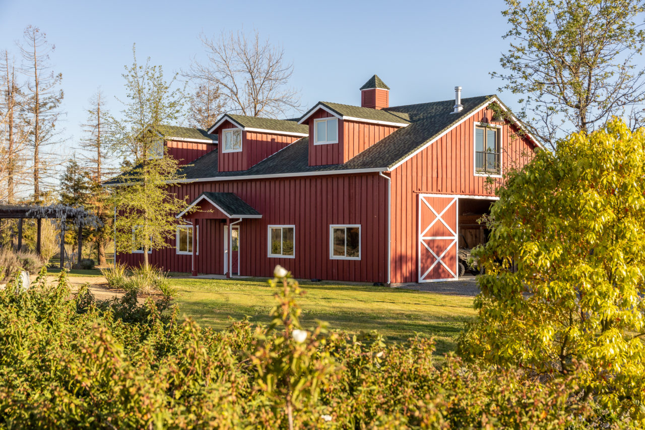 An outside view of the barn.