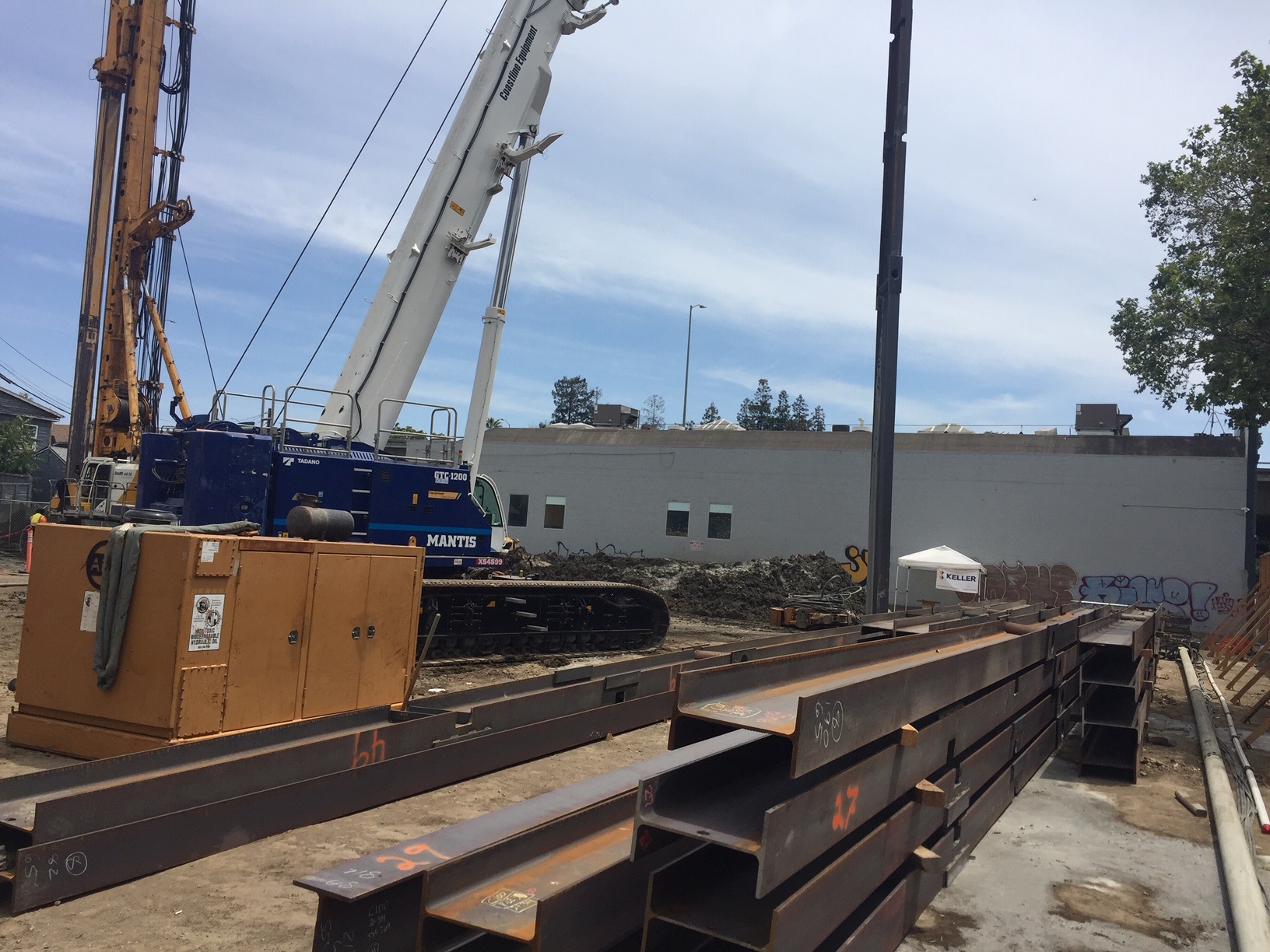 Steel beams and construction equipment at the development site of Garden Gate Tower, a 336-unit housing highrise at 600 S. First St. in downtown San Jose's SoFA district.(George Avalos/Bay Area News Group)
