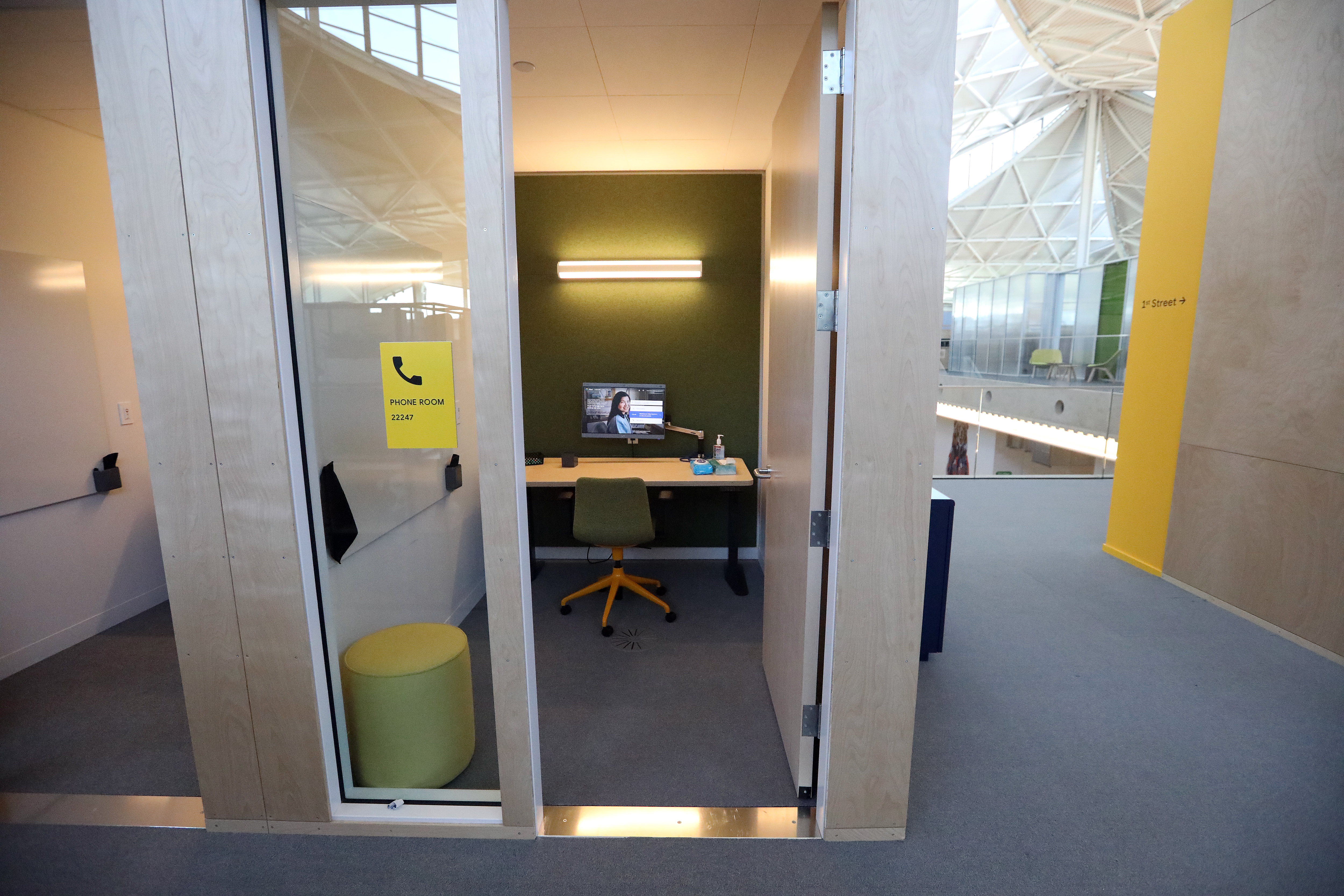 Office space is photographed at the new Google Bay View campus