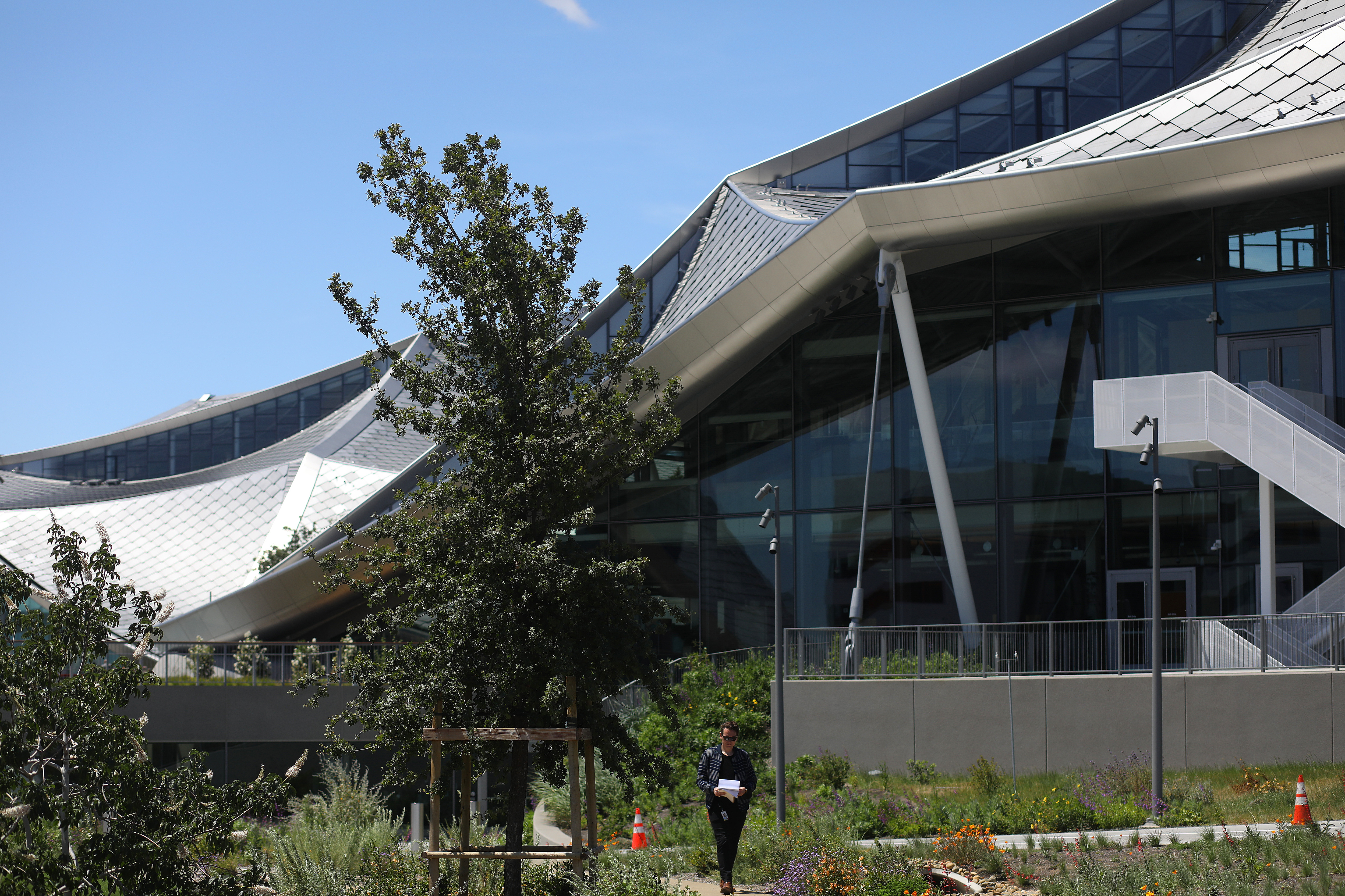 The exterior of the new Google Bay View campus is photographed on Monday, May 16, 2022, in Mountain View, Calif. The 42 acres campus totals 1.1 million square feet, with two office buildings, an event center, and 20 acres of open space. (Aric Crabb/Bay Area News Group)