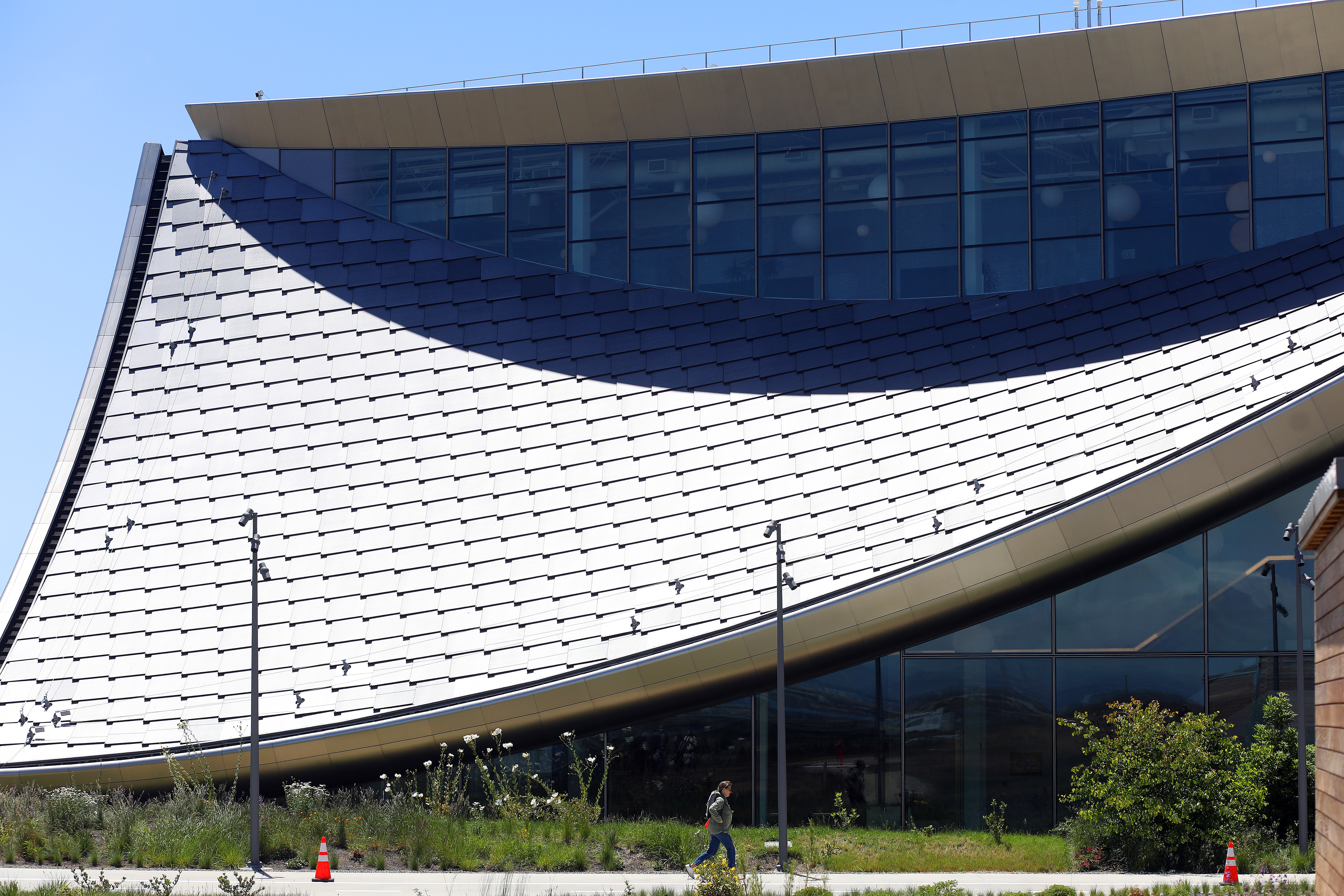 The exterior of the new Google Bay View campus is photographed