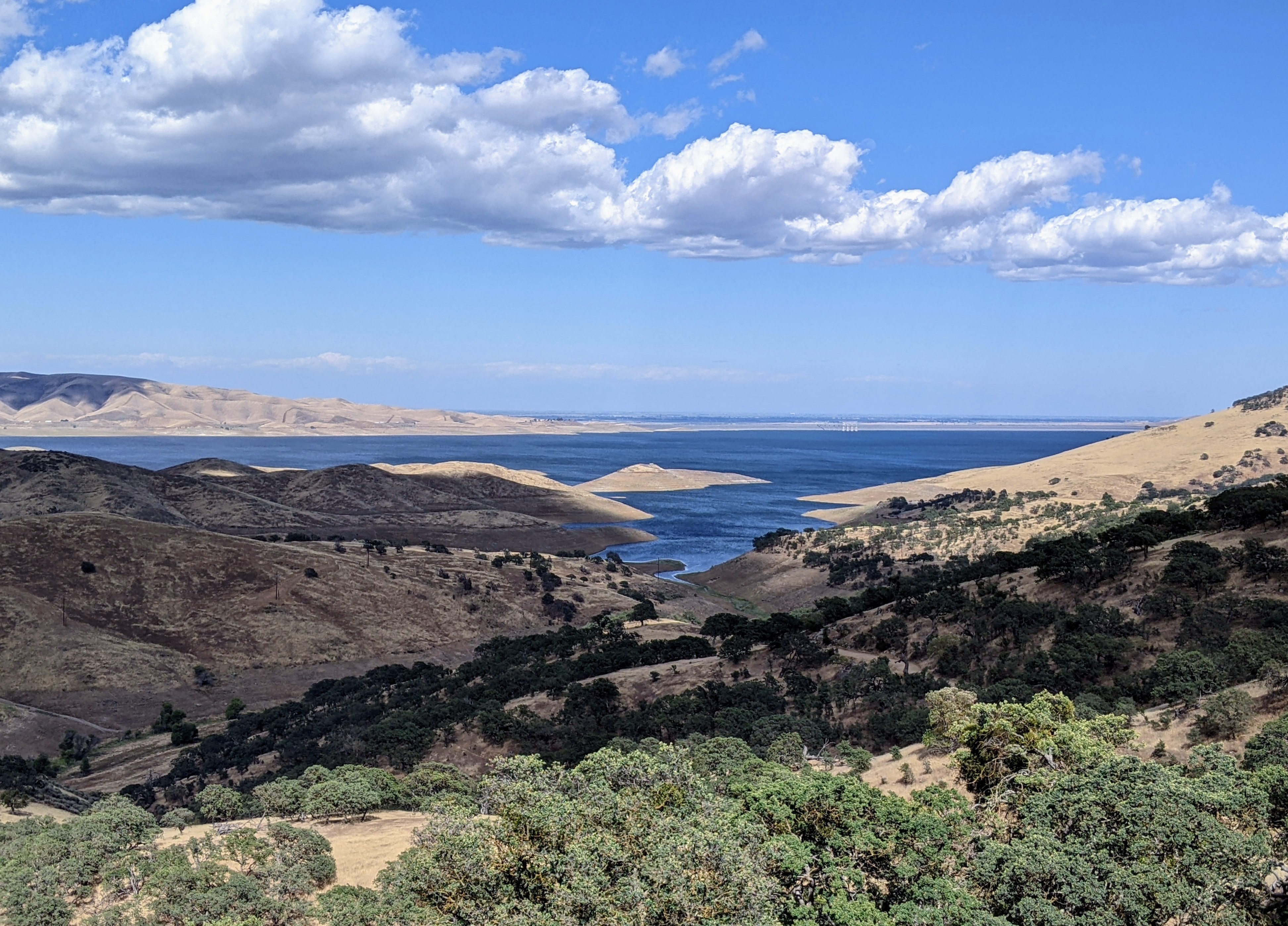 As California's drought continues into its third summer, San Luis Reservoir, one of the state's largest, was 46% full on Wednesday May 11, 2022. The reservoir is located between Gilroy and Los Banos, and is a key water supply for Silicon Valley, Central Valley farms and Southern California cities. (Photo: Paul Rogers, Bay Area News Group)