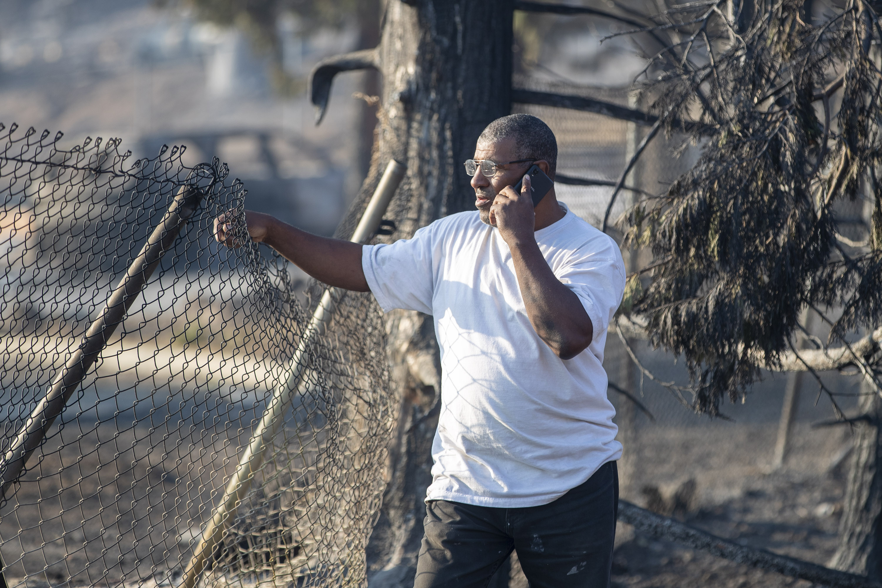 WEED, CALIFORNIA - SEPTEMBER 3: Dave Rodgers, 59, visits the ruins of his home and neighborhood in Weed, Calif., Saturday morning, Sep. 3, 2022, after it was destroyed in yesterday's Mill Fire. He lost everything including two of his dogs. (Karl Mondon/Bay Area News Group)