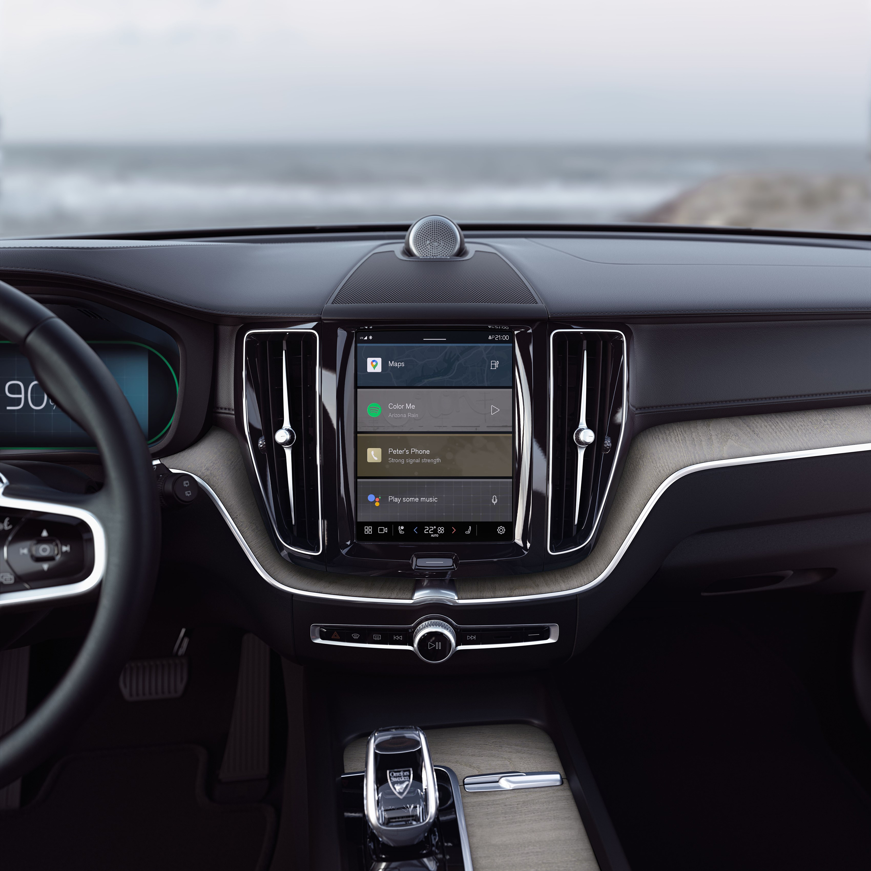 The Volvo XC60 Recharge with a large vertical touch screen that houses this vehicle's controls. (Volvo/TNS)