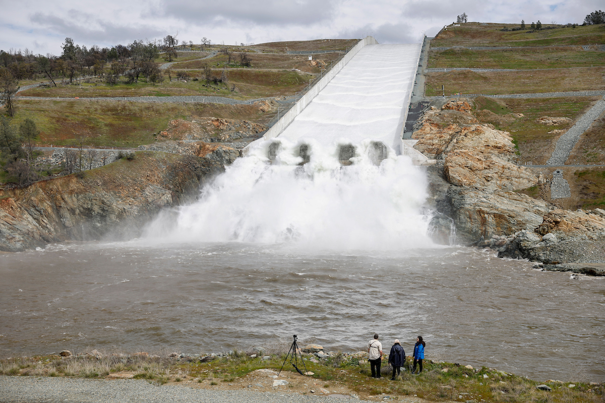 Officials at Oroville Dam in Butte County opened the floodgates on Friday, March 10, 2023, and sent water down the spillway at California's second-largest reservoir for the first time in four years.