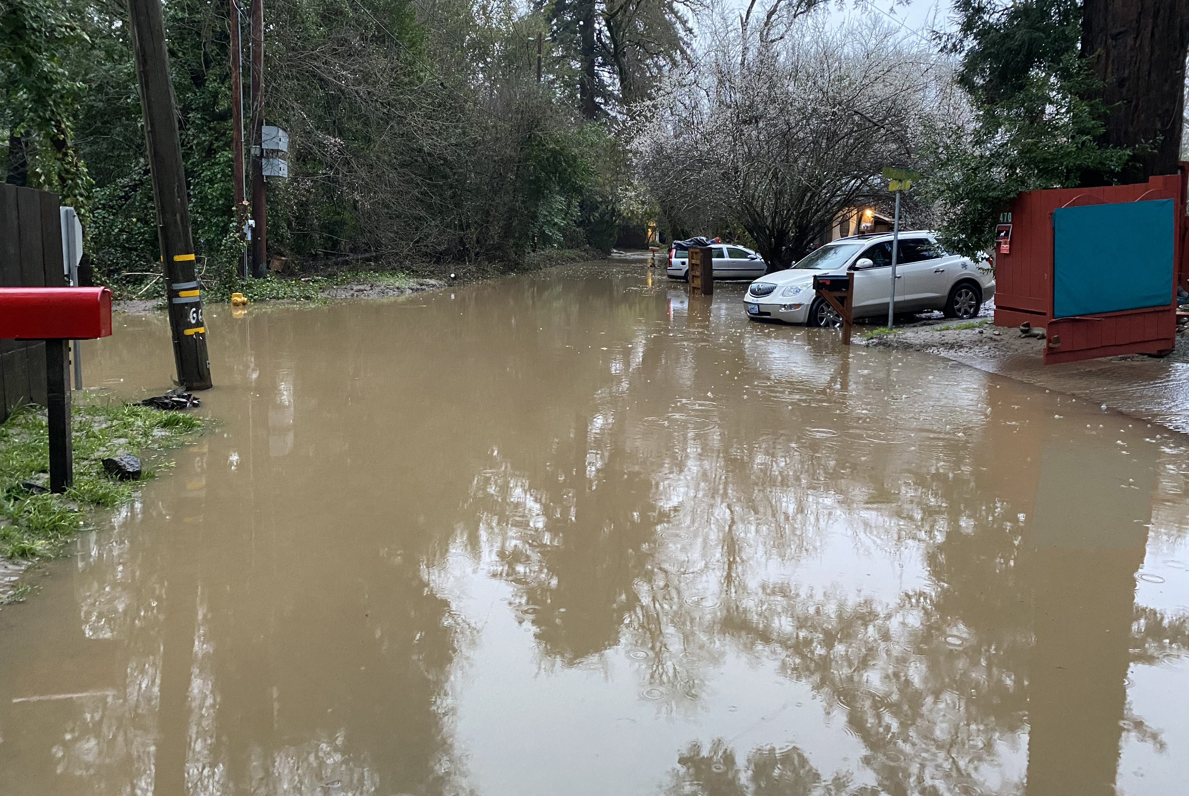 In the Santa Cruz Mountains town of Felton, where residents of the Felton Grove neighborhood that flooded three times in January were told to evacuate, the San Lorenzo River crested at 4:30 a.m. at 20.3 feet March 10, 2023, moderate flood stage. Major flood stage is 21.76 feet. By 6:30 a.m. it had subsided to 18.44 feet.