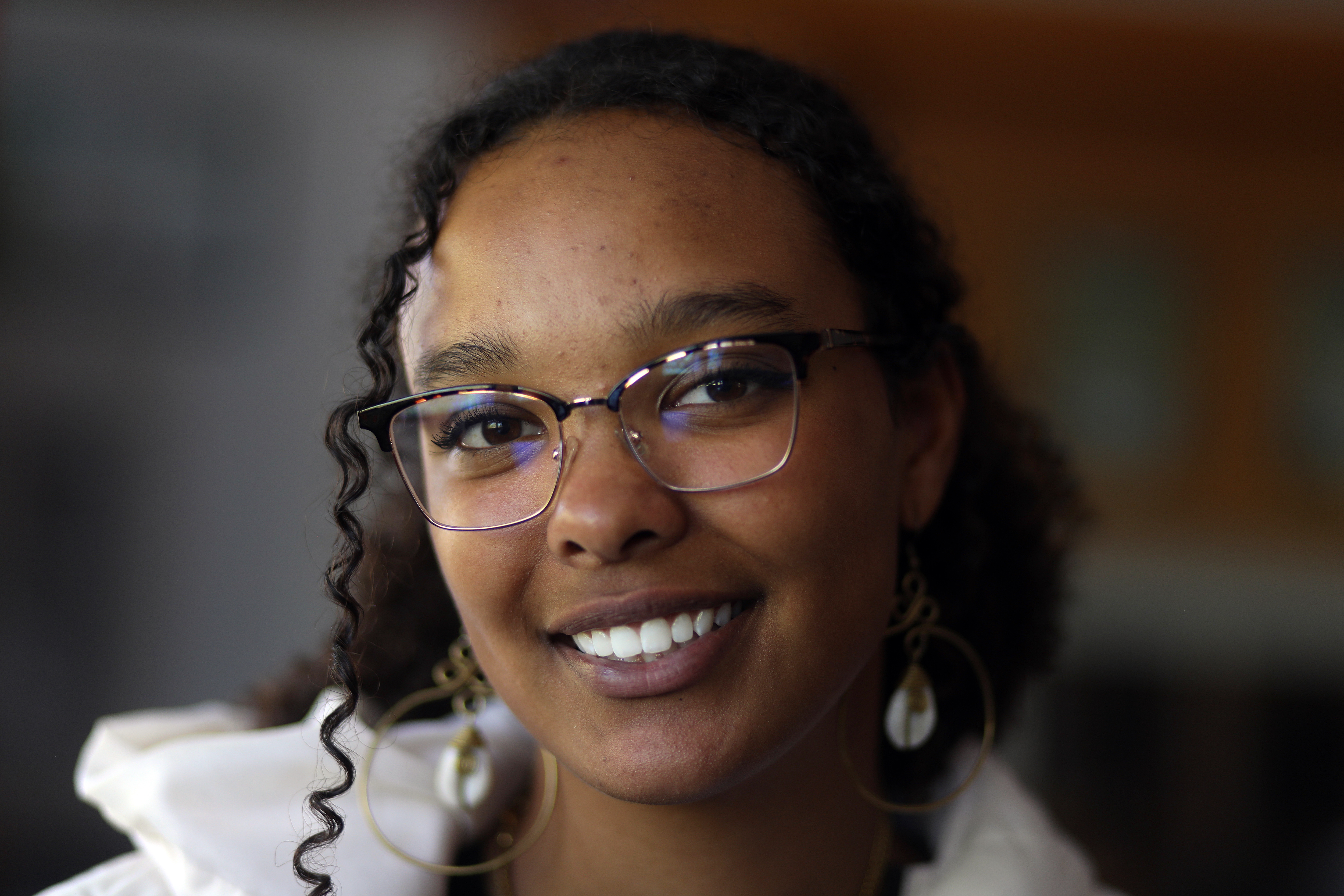 Saint Mary's College High School student Margaret Malaika Weaver in a campus classroom on Wednesday, April 26, 2023, in Berkeley, Calif. Weaver was diagnosed with dyslexia in August 2021, just weeks before her junior year. (Aric Crabb/Bay Area News Group)