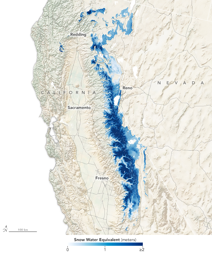 A map of snow water equivalent. (INSTAAR)