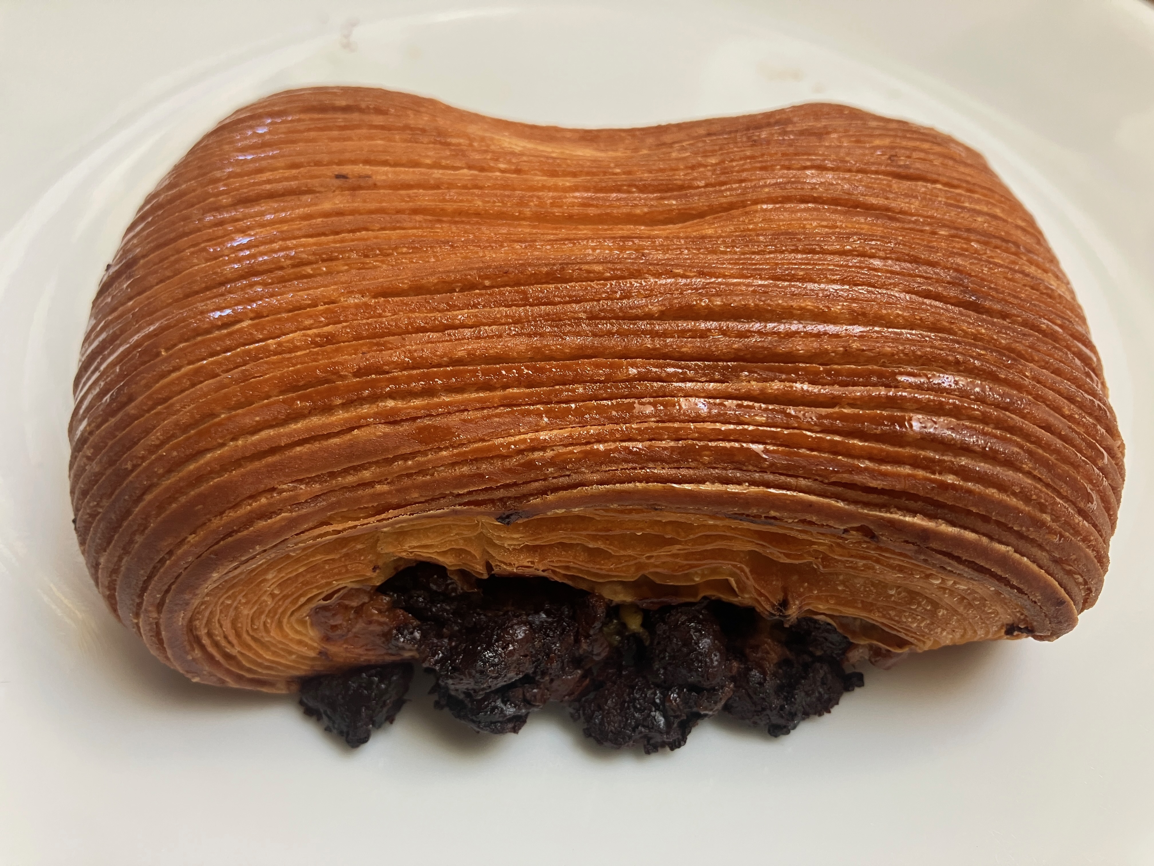 The pain Suisse from Maison Benoit in Danville is golden, flaky and full of chocolate and cream. (Kate Bradshaw/Bay Area News Group)
