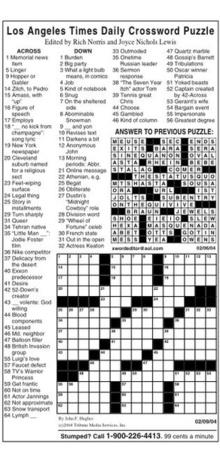 View Today S Los Angeles Times Crossword