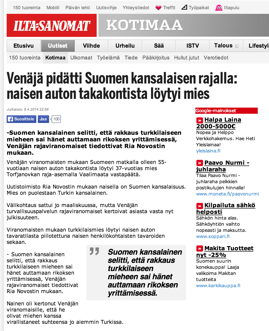 How Tabloid Ilta Sanomat Spreads And Reinforces Us And Them In Finland Migrant Tales