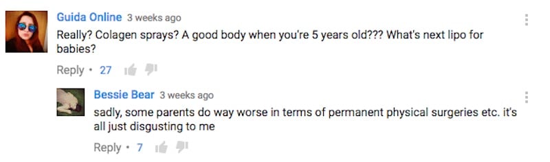 Some comments about Toddlers & Tiaras on YouTube