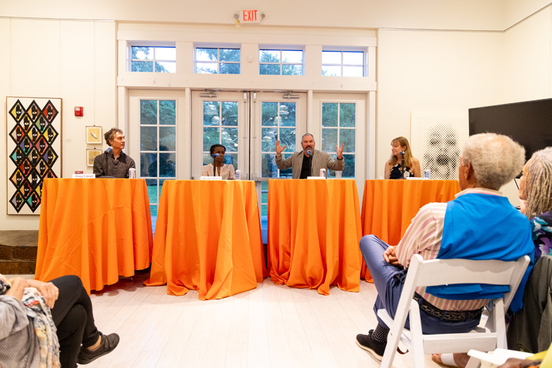 WGA Strike with Doug Liman, Misan Sagay, Scott Frank (talking), and Kate Feiffer moderating.