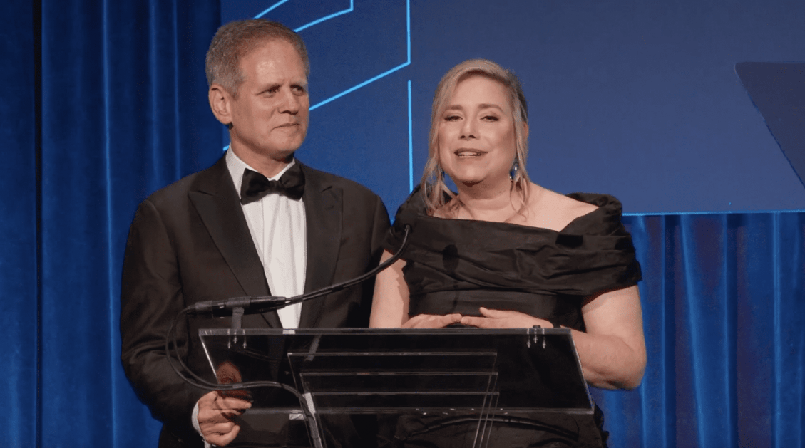 Nat. Book Foundation’s Board Chair David Steinberger & Exec. Dir. Ruth Dickey at the 73rd NBAwards