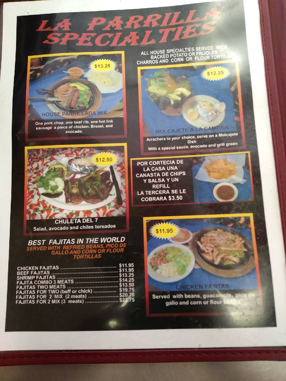 La Parrilla Mexican Grill Menu Hobbs New Mexico Menu