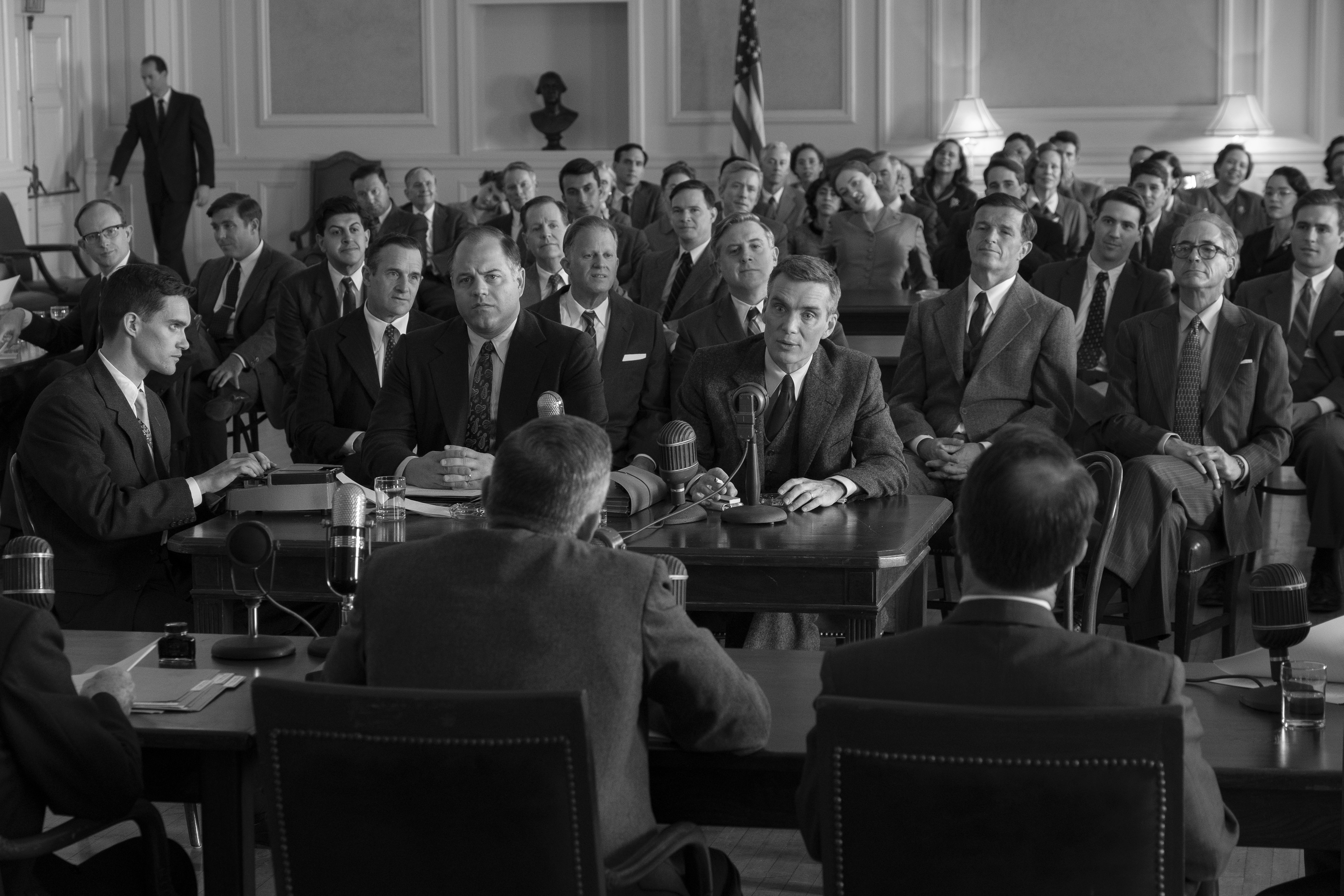 Cillian Murphy, center, stars in "Oppenheimer," written and directed by Christopher Nolan. (Courtesy of Universal Pictures)