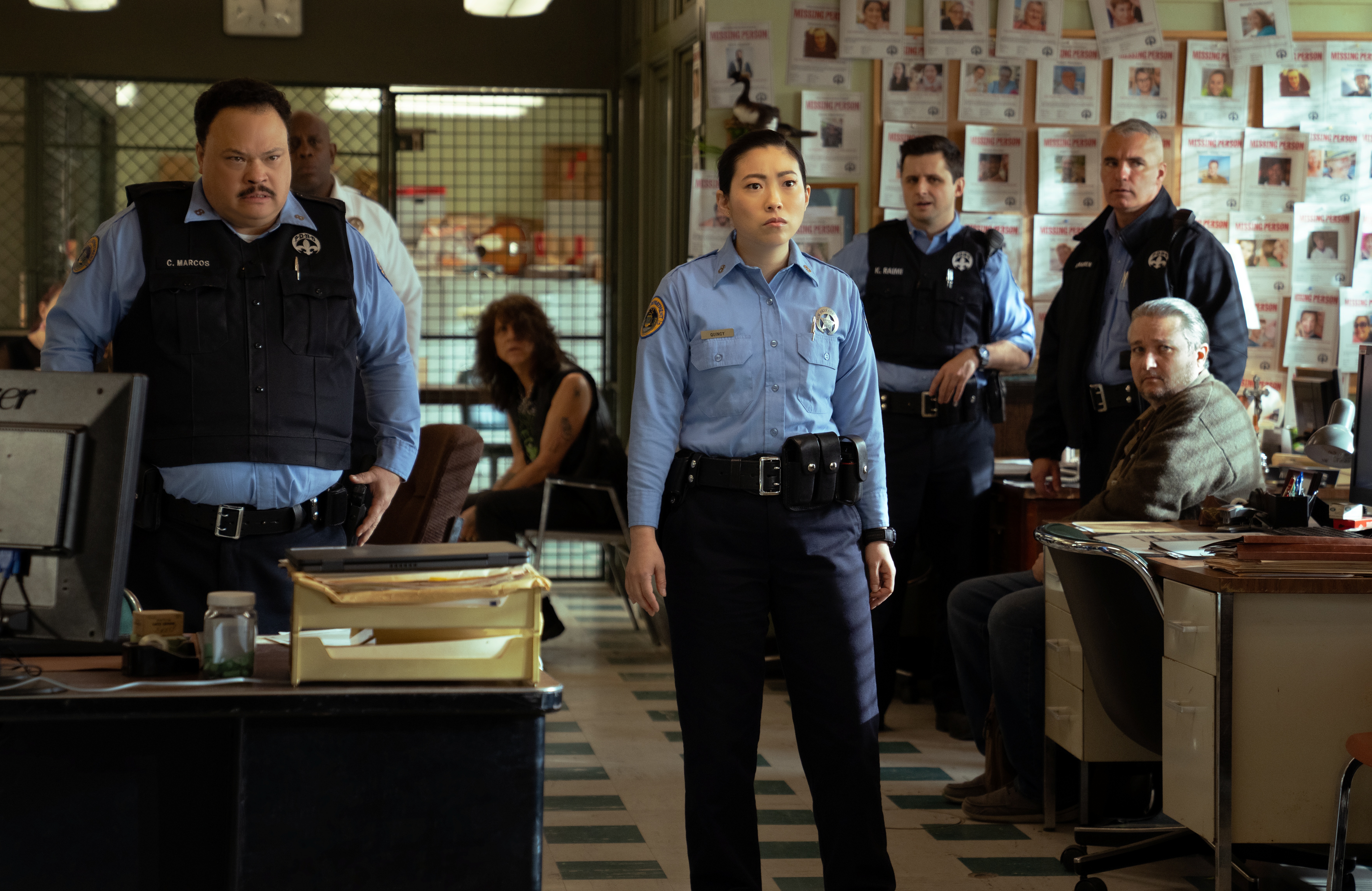 Awkwafina portrays an honest and determined cope in "Renfield." (Courtesy of Universal Pictures)