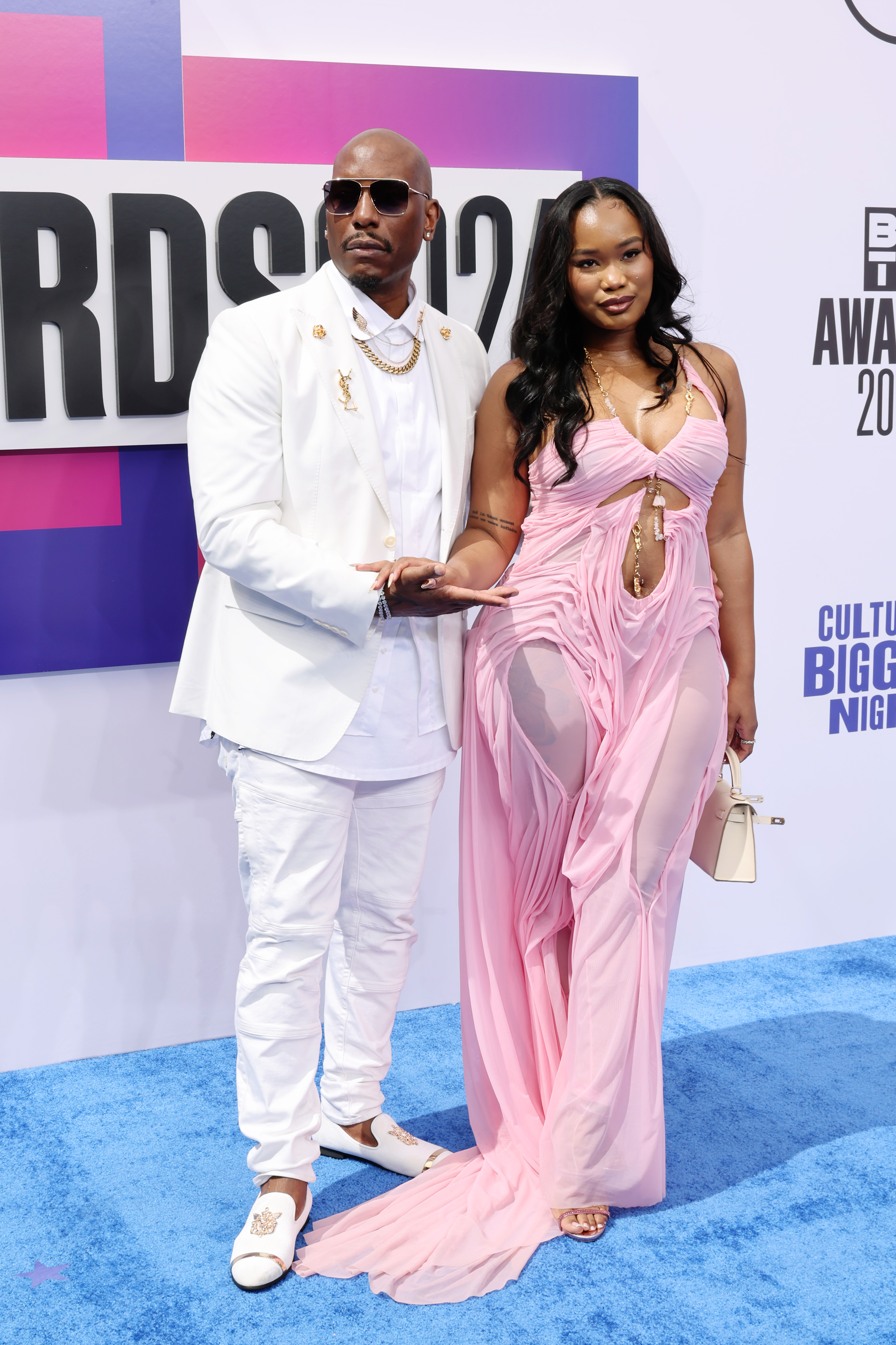 LOS ANGELES, CALIFORNIA - JUNE 30: (L-R) Tyrese Gibson and Zelie Timothy attend the 2024 BET Awards at Peacock Theater on June 30, 2024 in Los Angeles, California. (Photo by Amy Sussman/Getty Images)