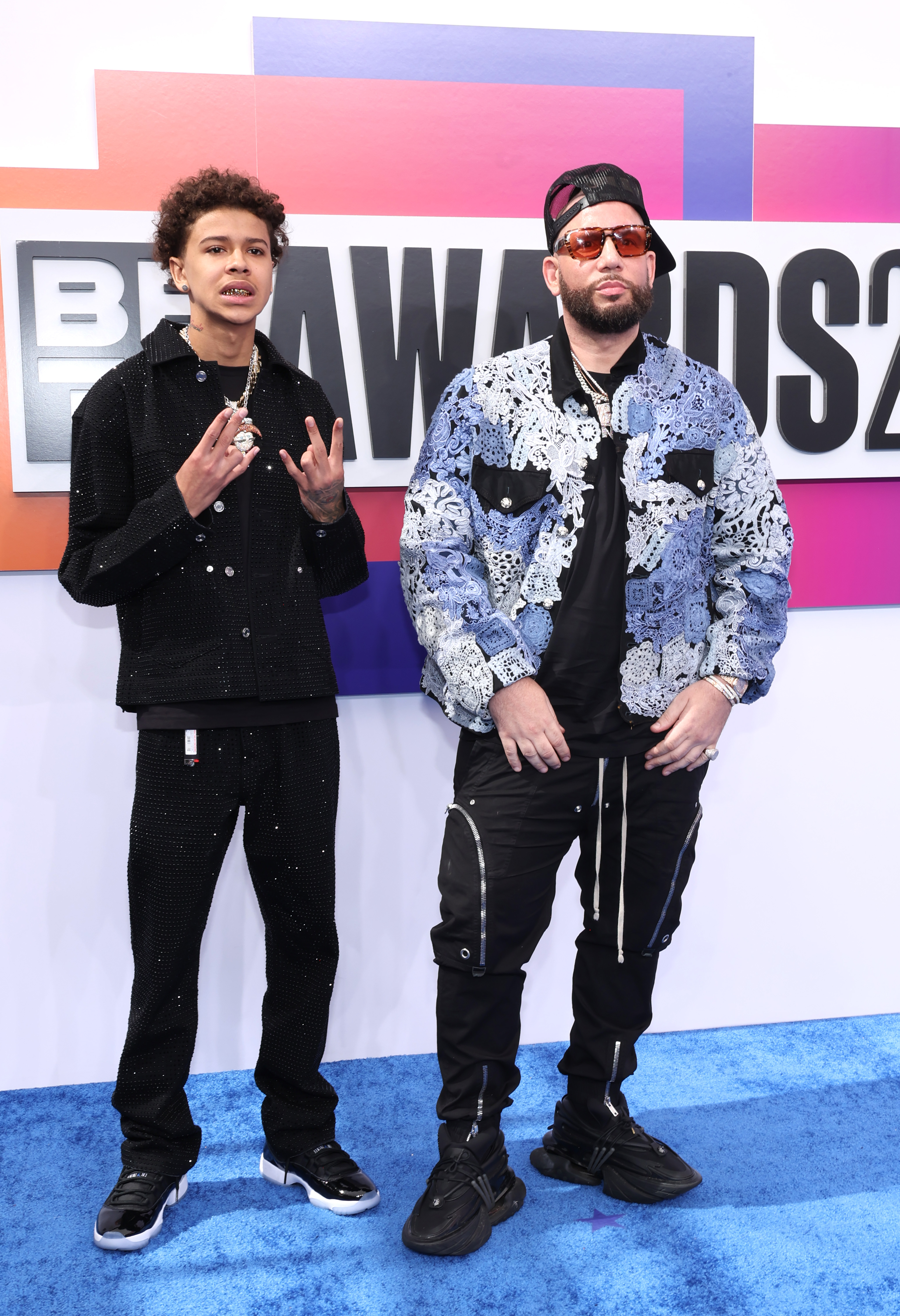 LOS ANGELES, CALIFORNIA - JUNE 30: (L-R) Luh Tyler and DJ Drama attend the 2024 BET Awards at Peacock Theater on June 30, 2024 in Los Angeles, California. (Photo by Amy Sussman/Getty Images)
