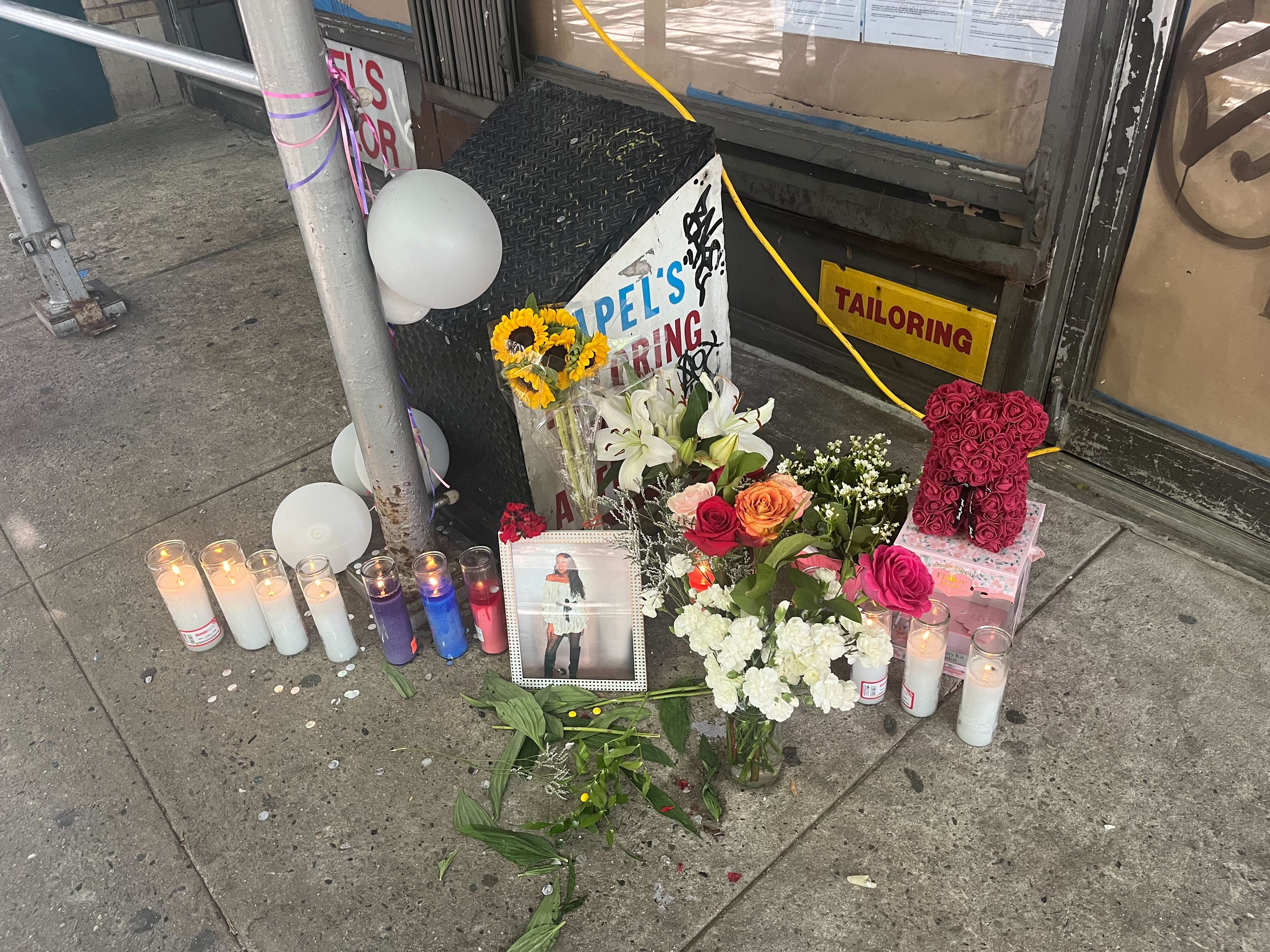 A memorial for Yazmeen Williams is pictured Monday, July 8, 2024, near where her body was found. (Roni Jacobson for New York Daily News)