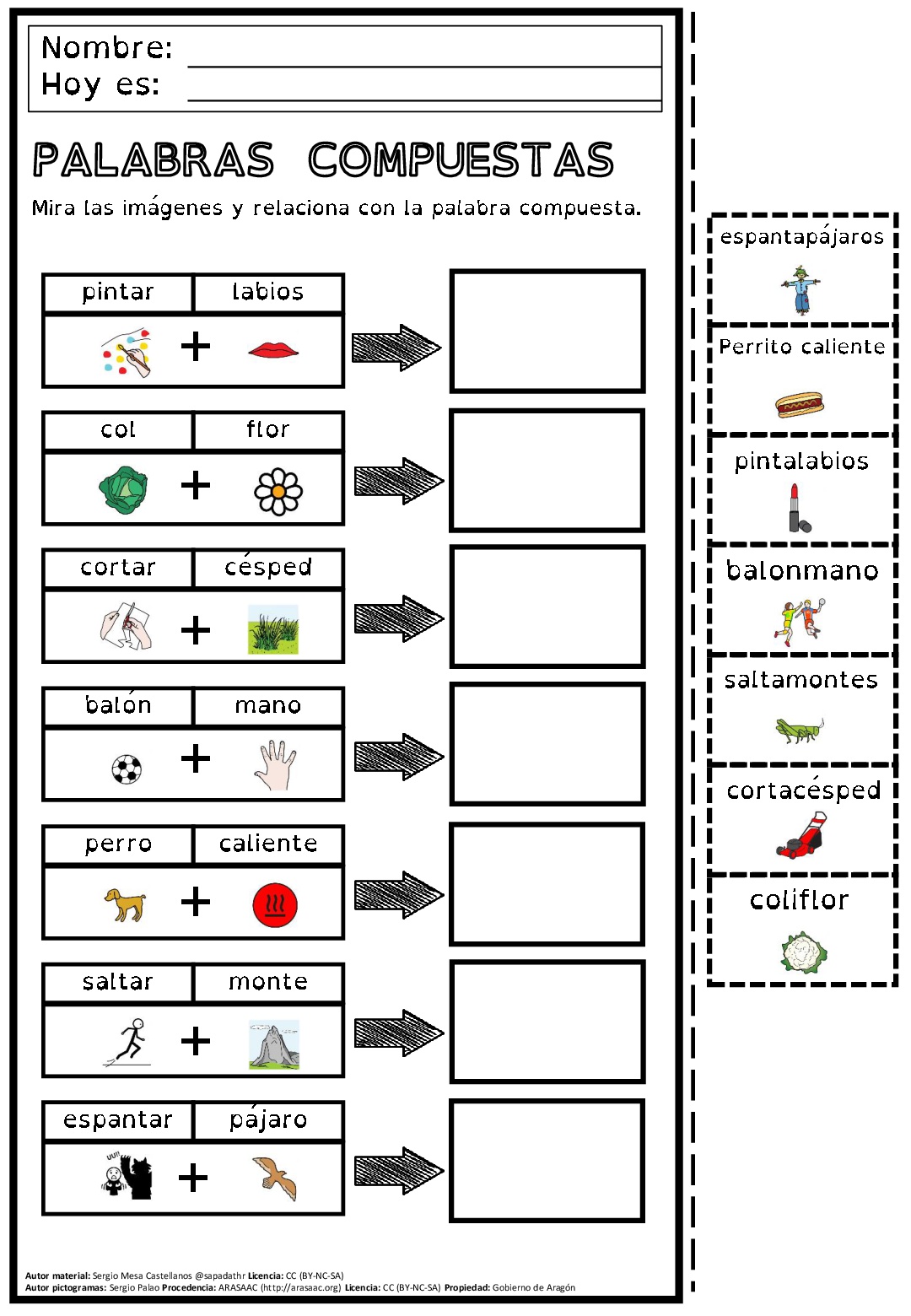 Recortable Para Trabajar Las Palabras Compuestas Orientacion Andujar