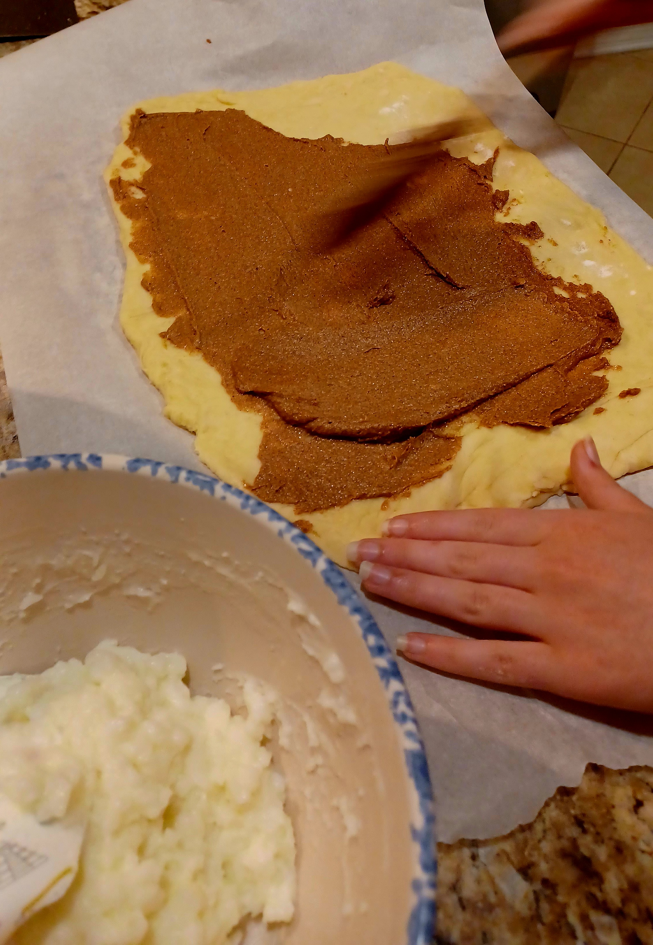 Cinnamon filling first, then vanilla custard. (Amy Drew Thompson/Orlando Sentinel)