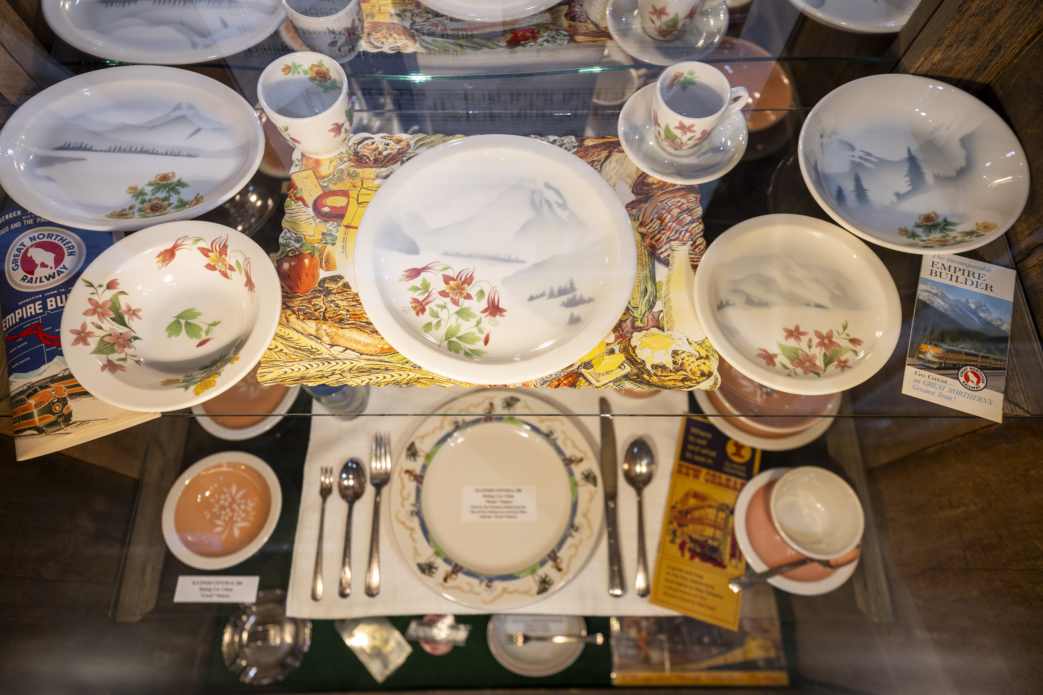 China sets from railroad dining cars are currently on display at the Central Florida Railroad Museum in Winter Garden on May 20, 2024. (Patrick Connolly/Orlando Sentinel)