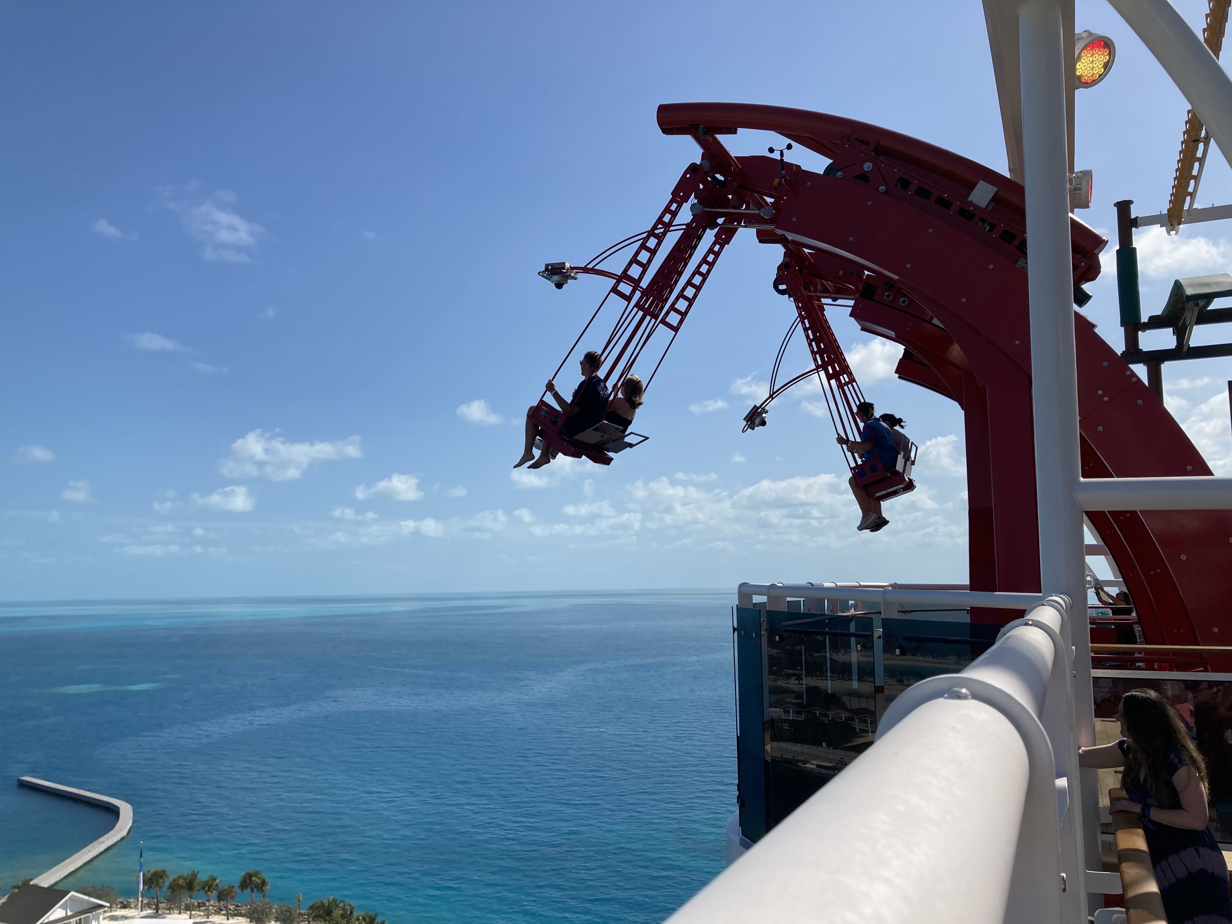 The Cliffhanger is a swing ride that juts out over the side of the ship 160 feet above the water on board the MSC World America. (Richard Tribou/Orlando Sentinel)
