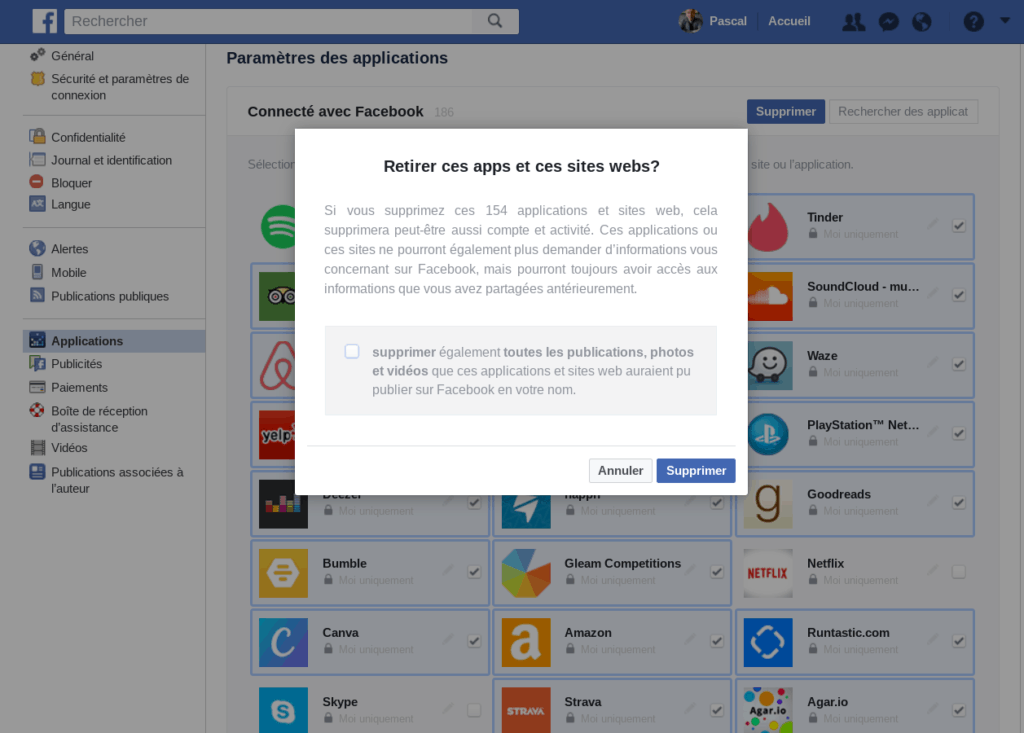 Comment Supprimer Les Services Inutiles Associes A Son Compte Facebook Pascal Forget