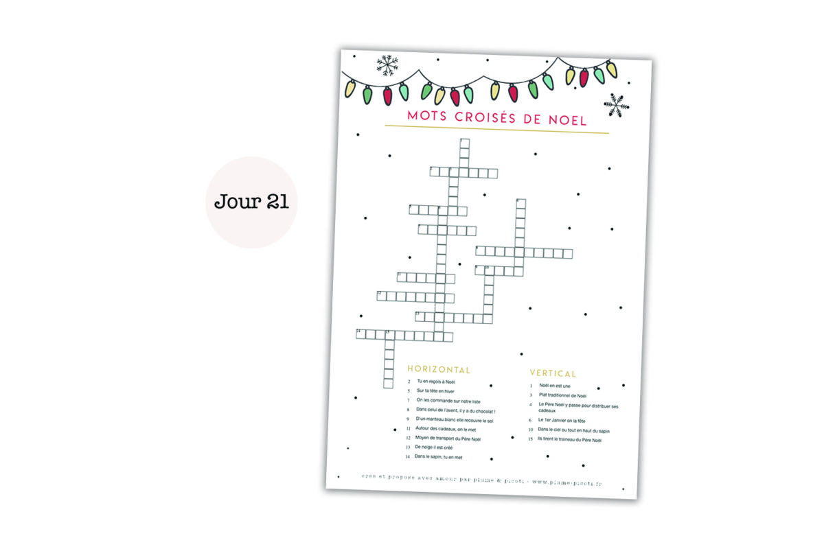 Mots Croises De Noel Plume Picoti