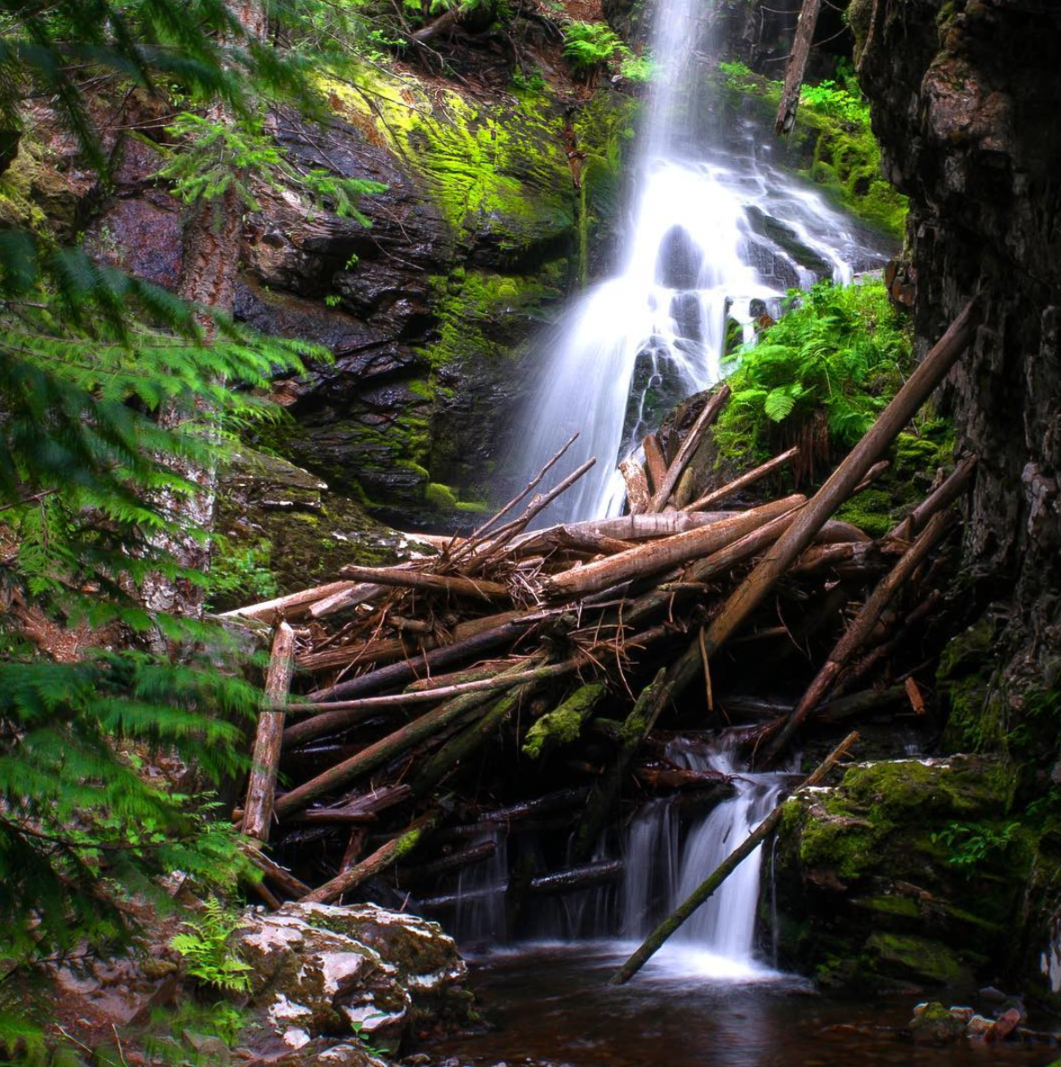 A waterfall on the PNT in the Purcell Mountains