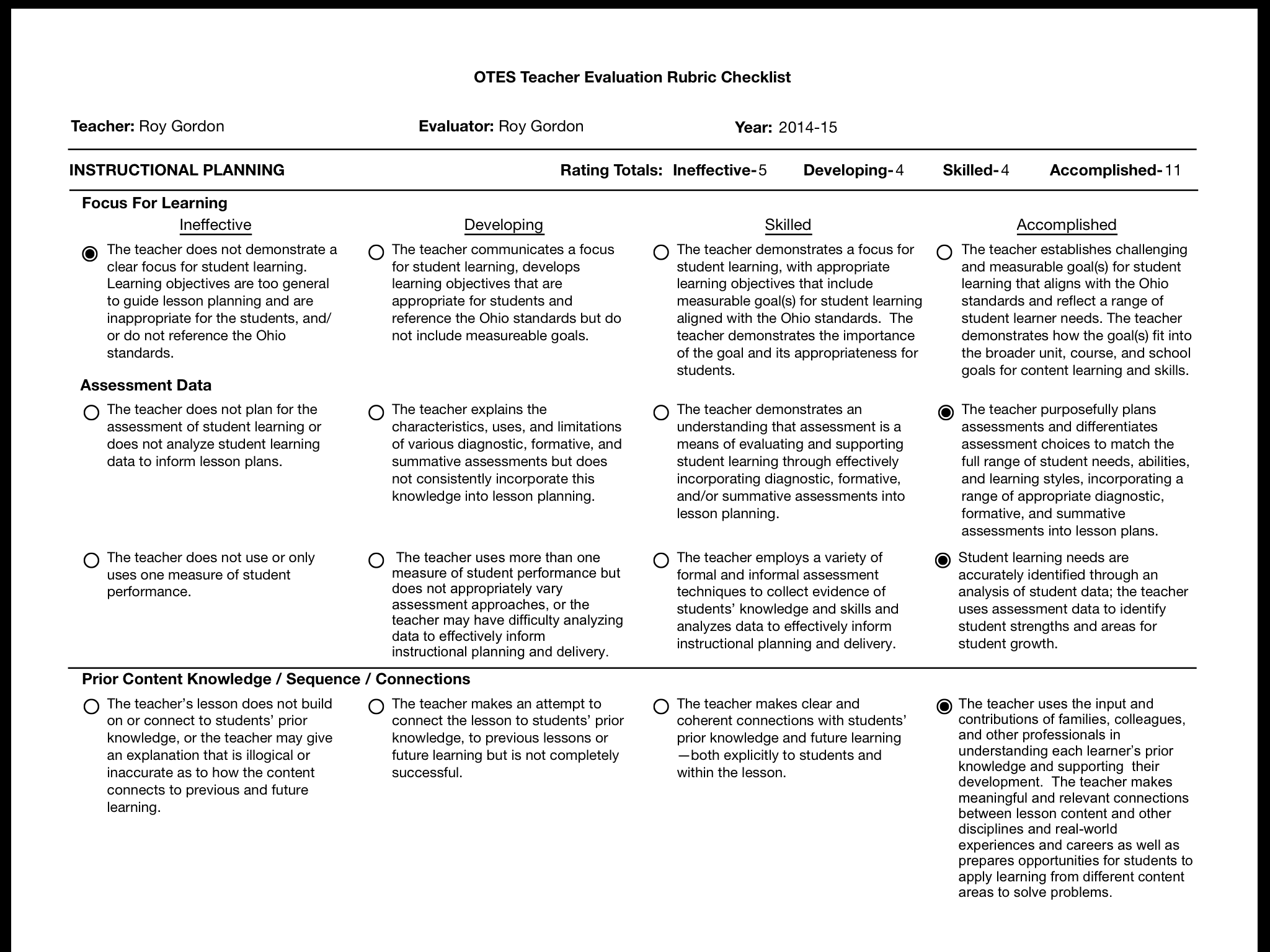 Samples And Examples Of Professional Growth Plan For Teachers Ohio