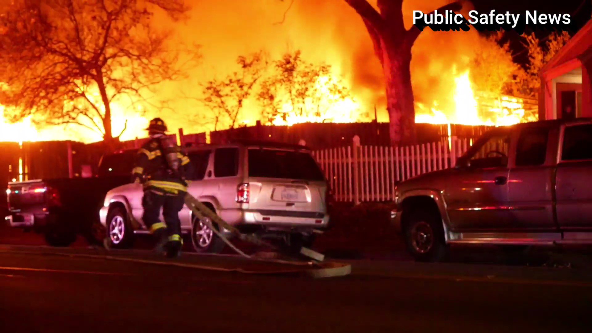 An inferno erupts at an unoccupied home, police evacuate surrounding homes