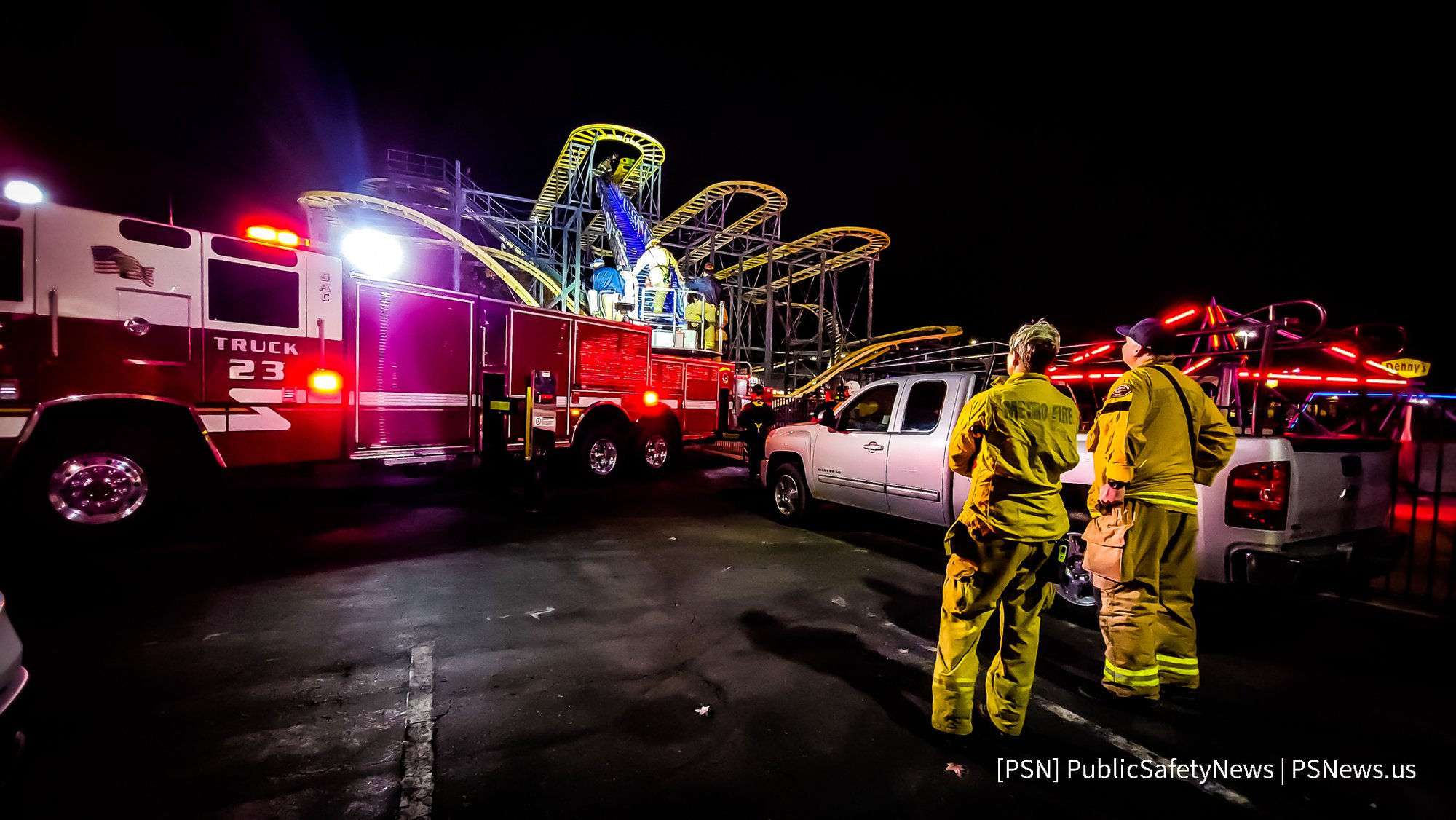 TECHNICAL RESCUE: Four Rescued From Top of Stalled Rollercoaster | North Highlands | Sacramento cover